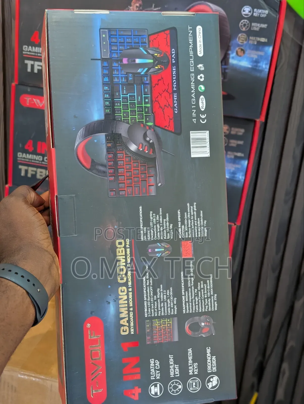 T-Wolf Gaming Combo Tf800 Keyboard/Mouse/Headphone/Mouse Pad Wired RGB