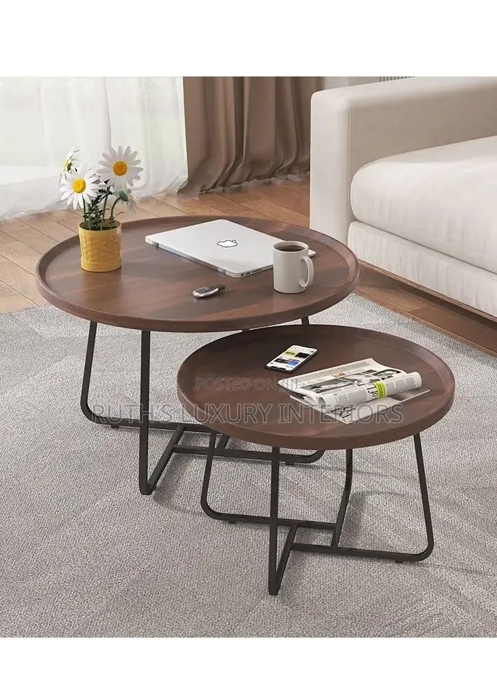 Modern Living Room Center Table - Faux Marble (Mdf Wood) 2in1 Brown