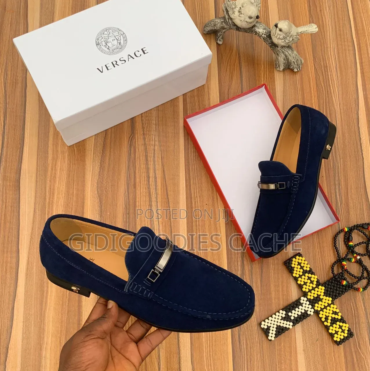 Versace Woven Leather Loafers With Horsebit Buckle