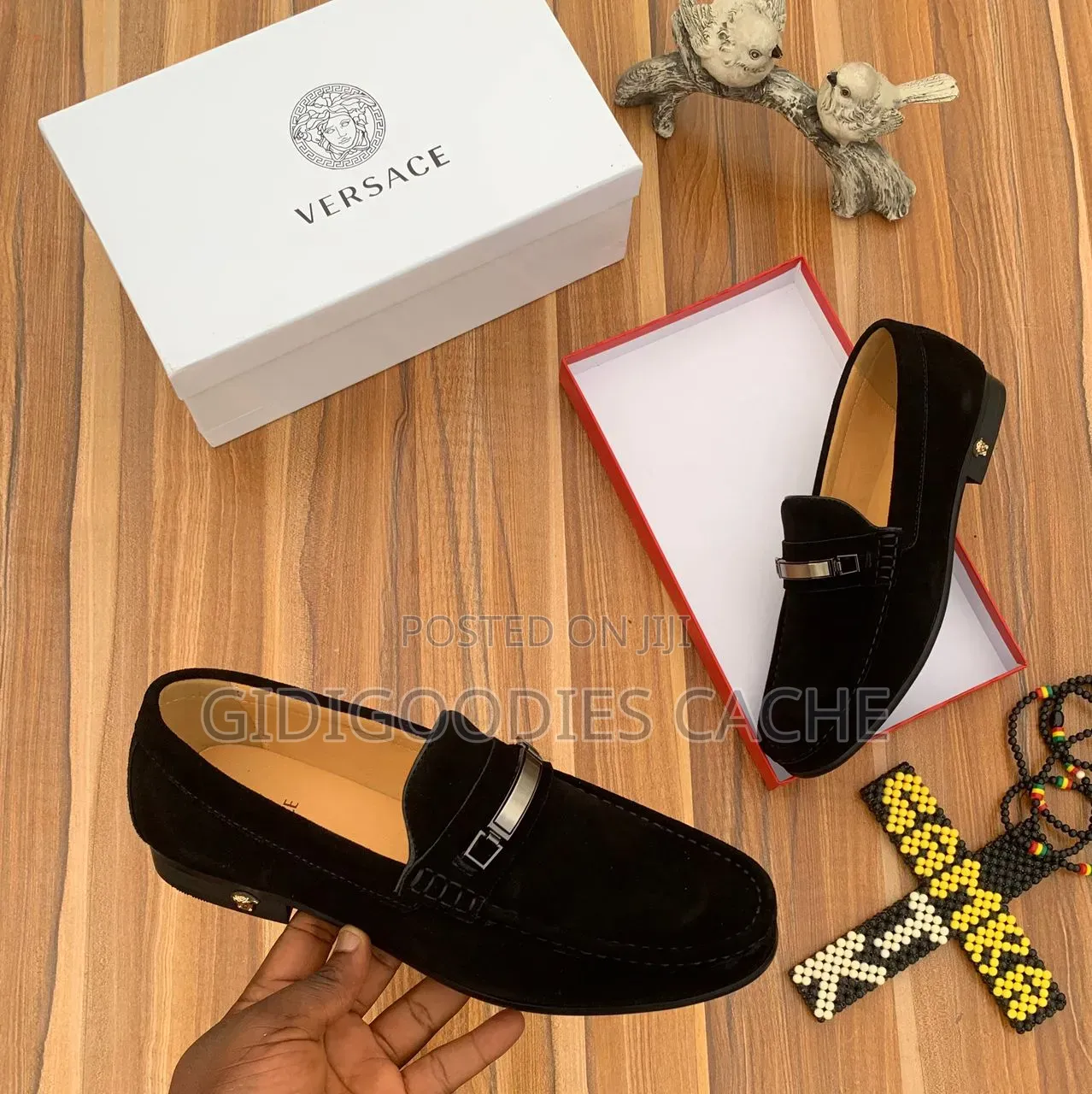 Versace Woven Leather Loafers With Horsebit Buckle