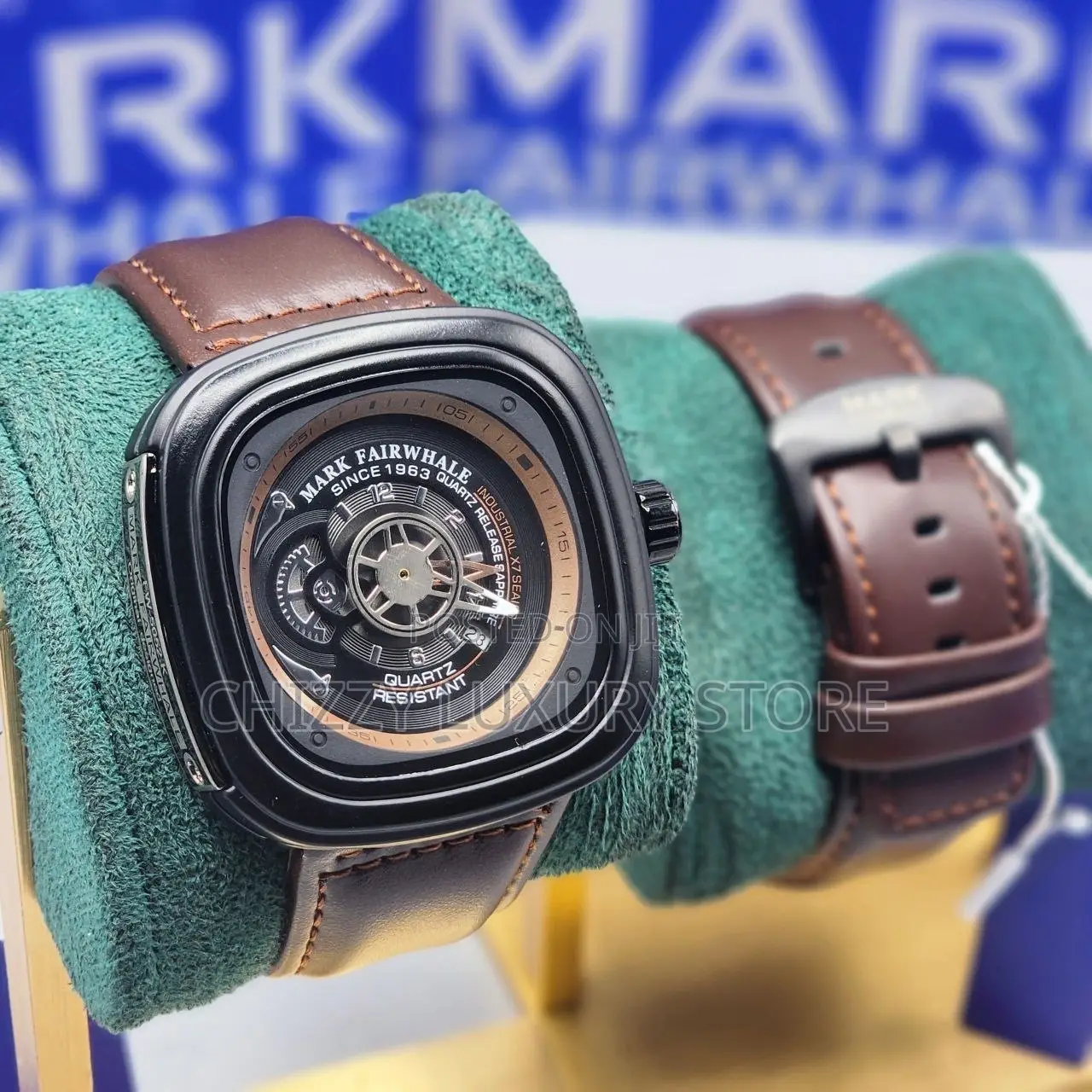 New Authentic Mark Fairwhale Quality Luxury Genuine Leather Wristwatch