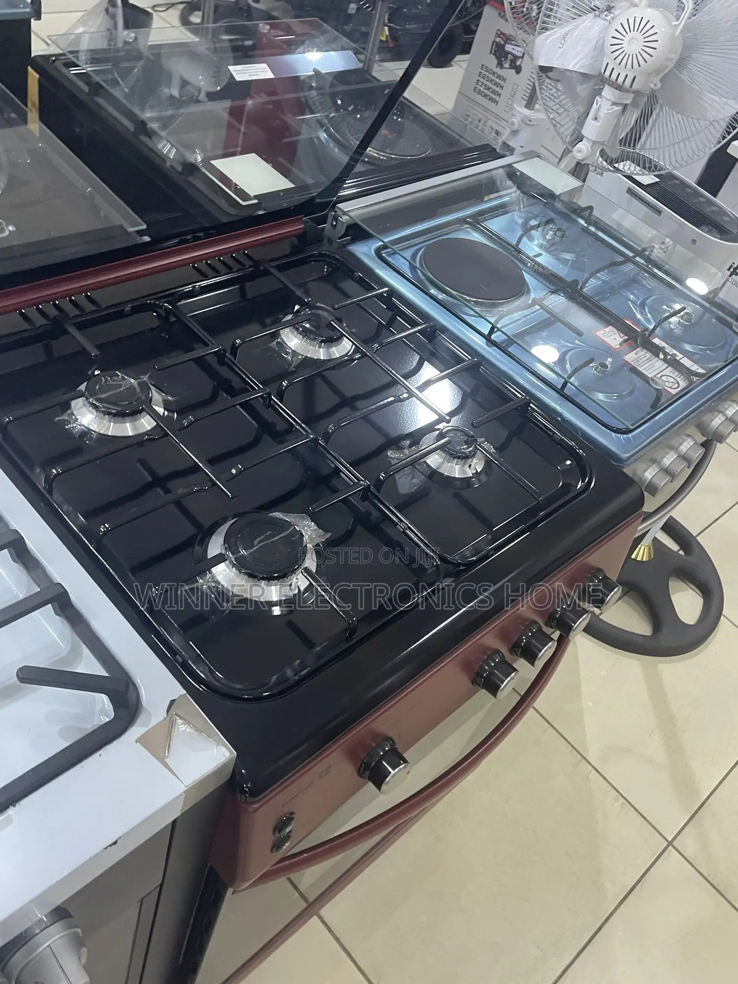 Scanfrost 60 by 60 Gas Cooker Wine Red 4 Burner