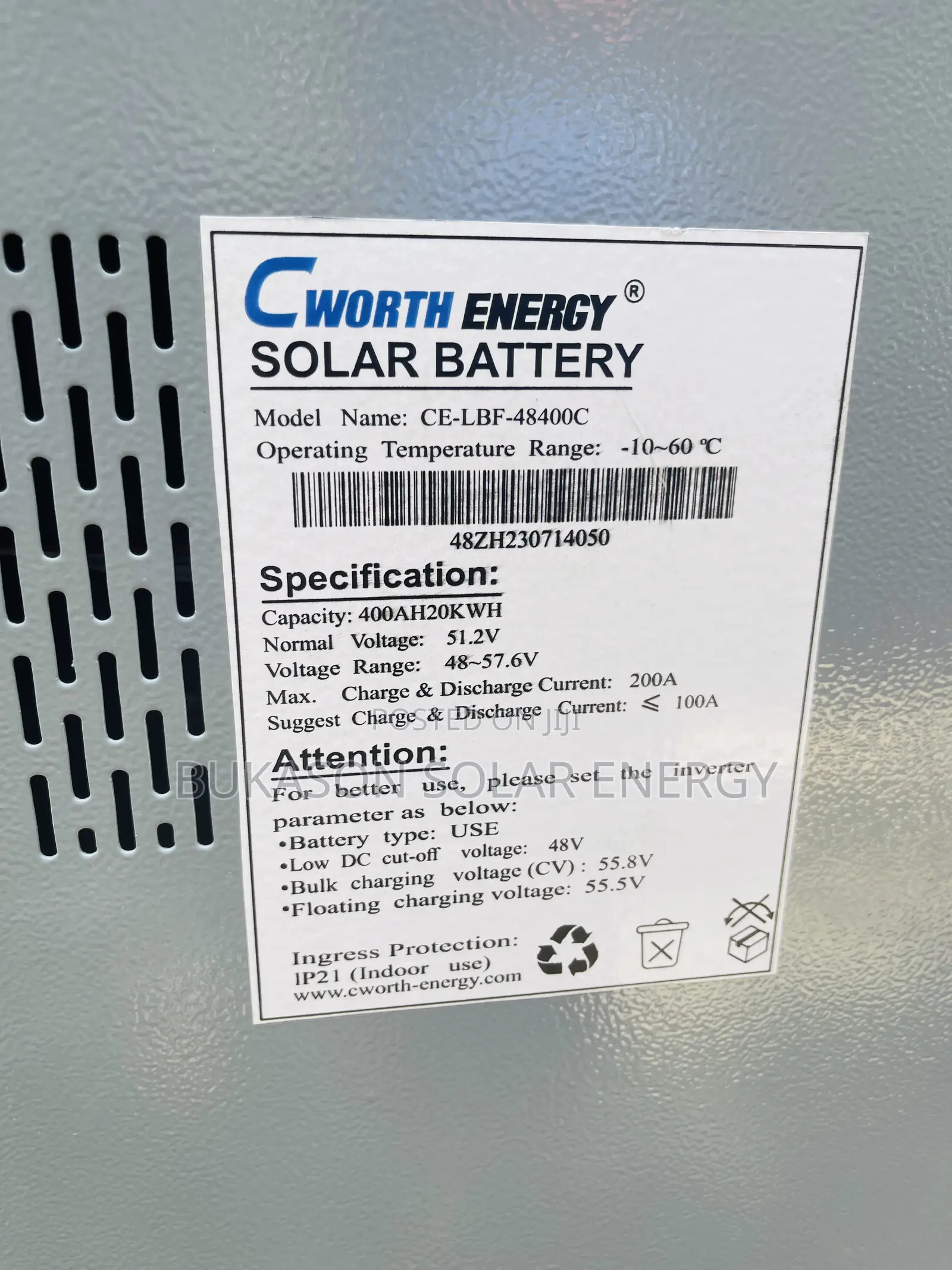 20kwh 48v Cworth Lithium Ion Battery