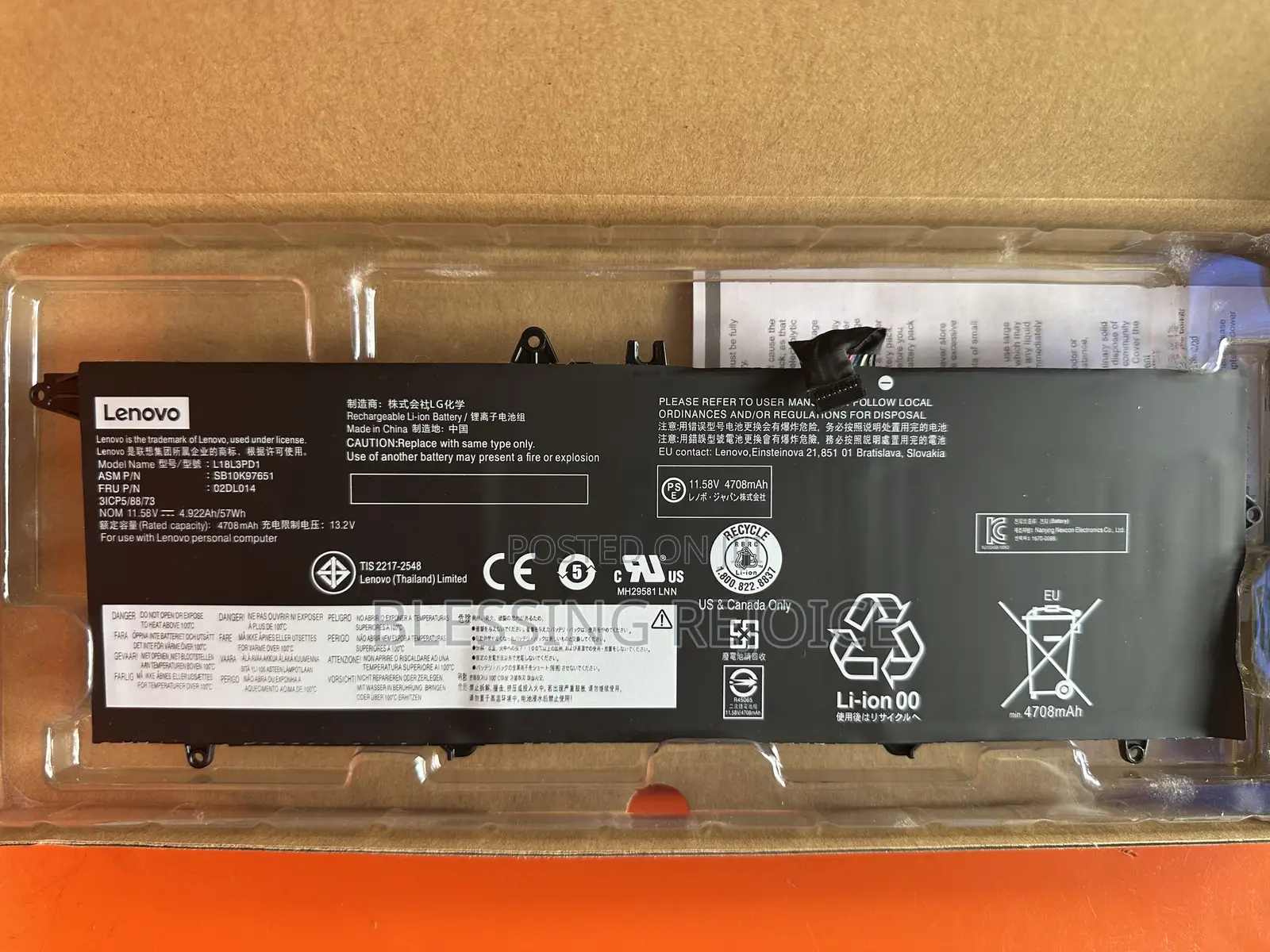 Lenovo Thinkpad T490s Series L18m3pd1 Battery