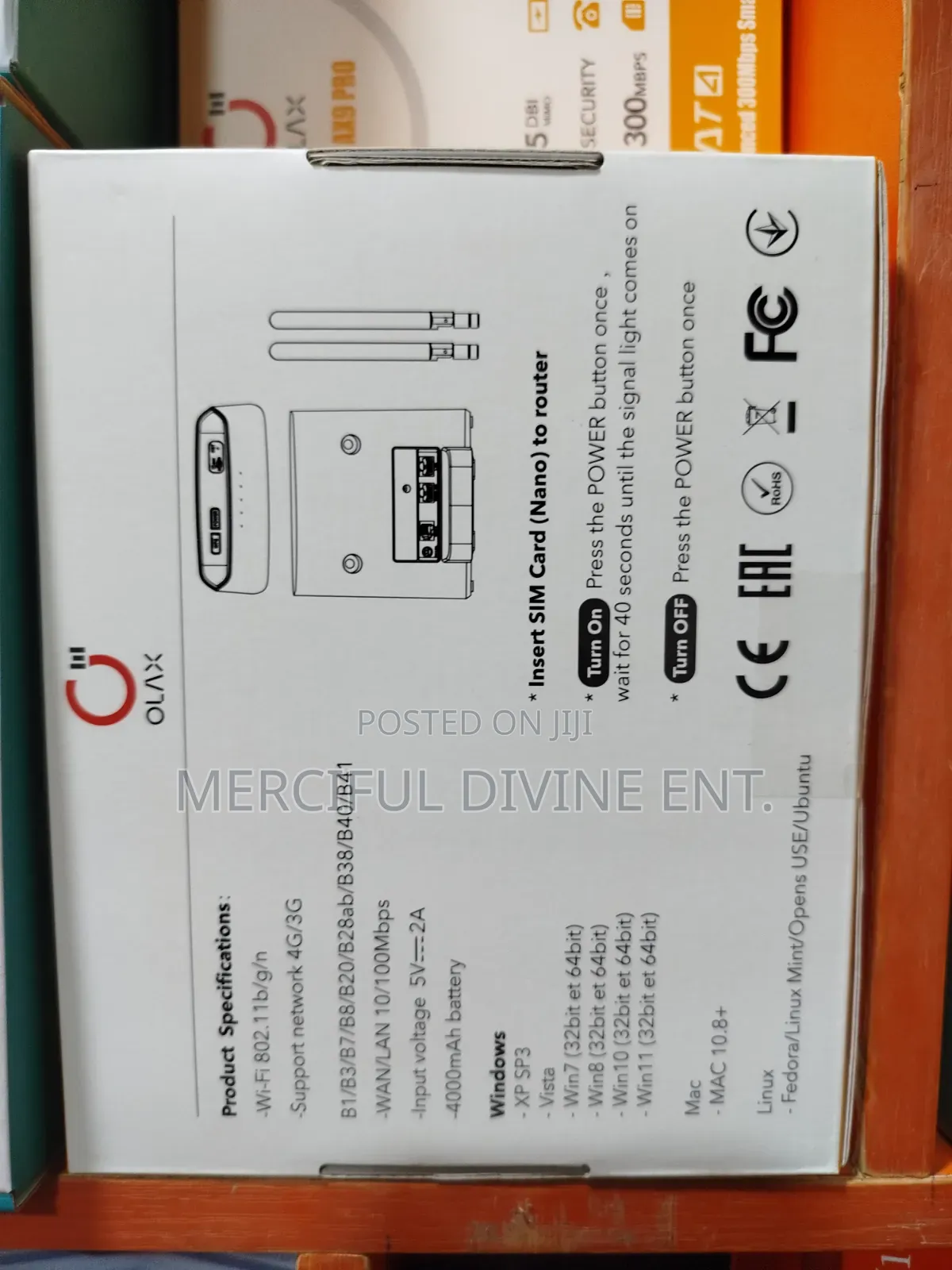 Olax Ax9 Pro Cpe 4g Sim Router 4000mah Battery 300mbps 4g Sim Router