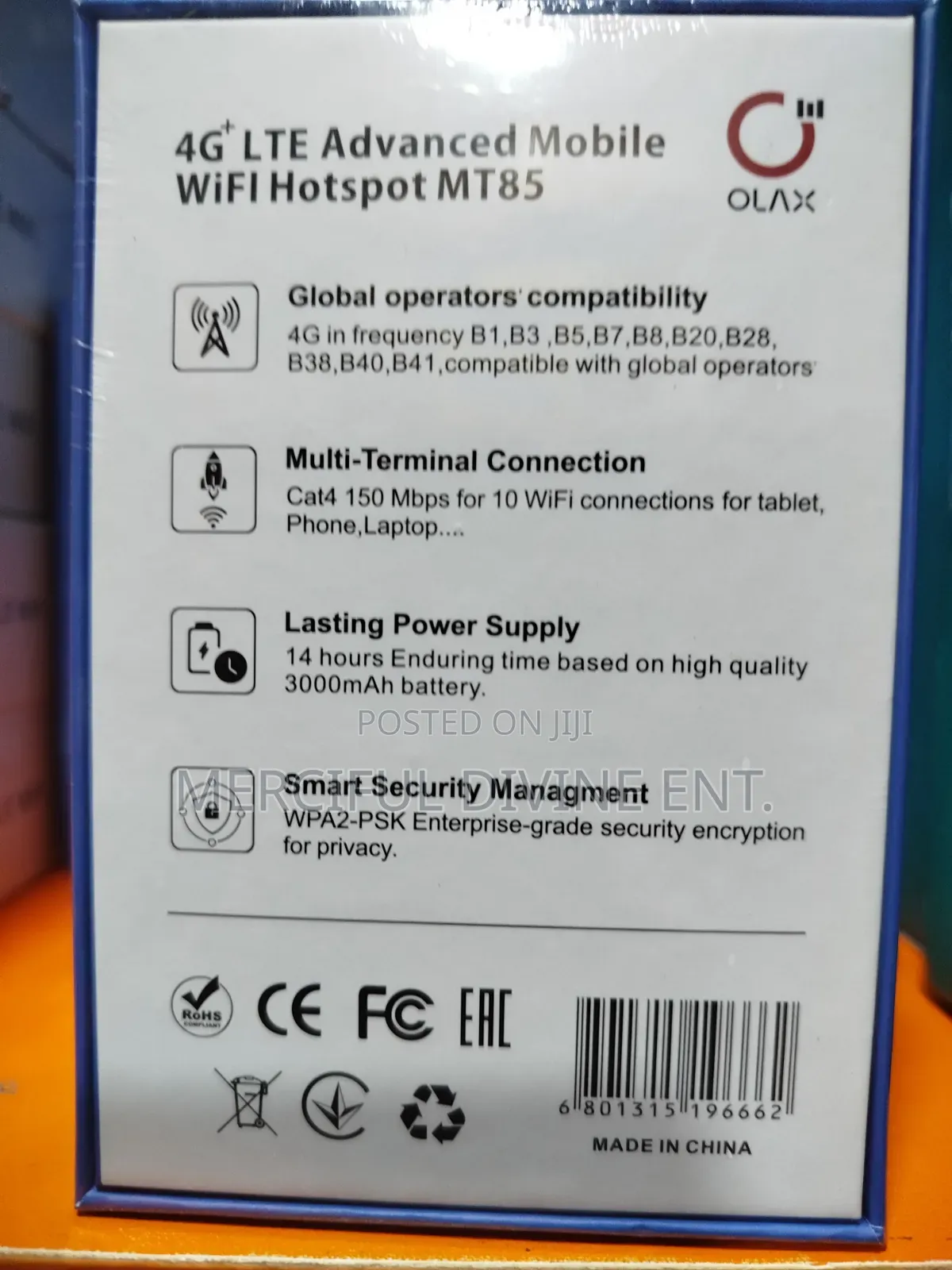 Olax Mt85 Wifi 6 4g Lte Advanced Mobile Wifi. 300mbps