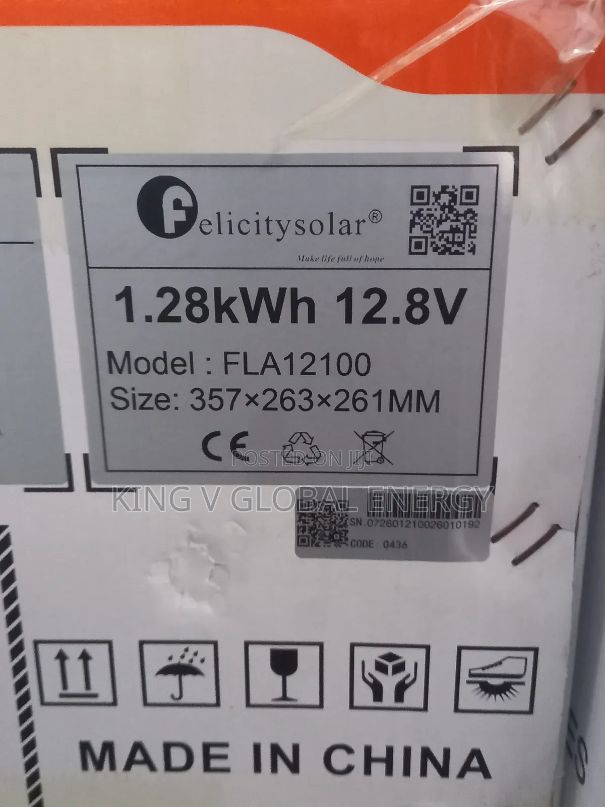 Felicity Solar 1.28kwh/12.8v Fla12100 Lithium Iron Battery