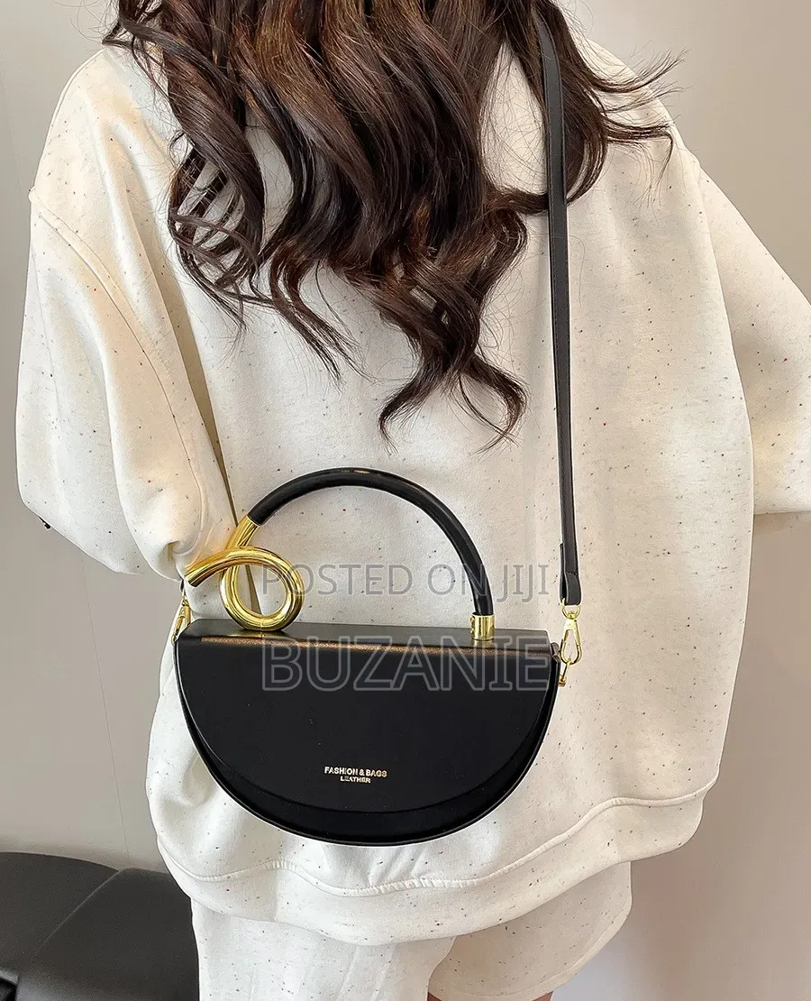 Half-Moon Luxury Handbag – Bold Red Gold Luxe