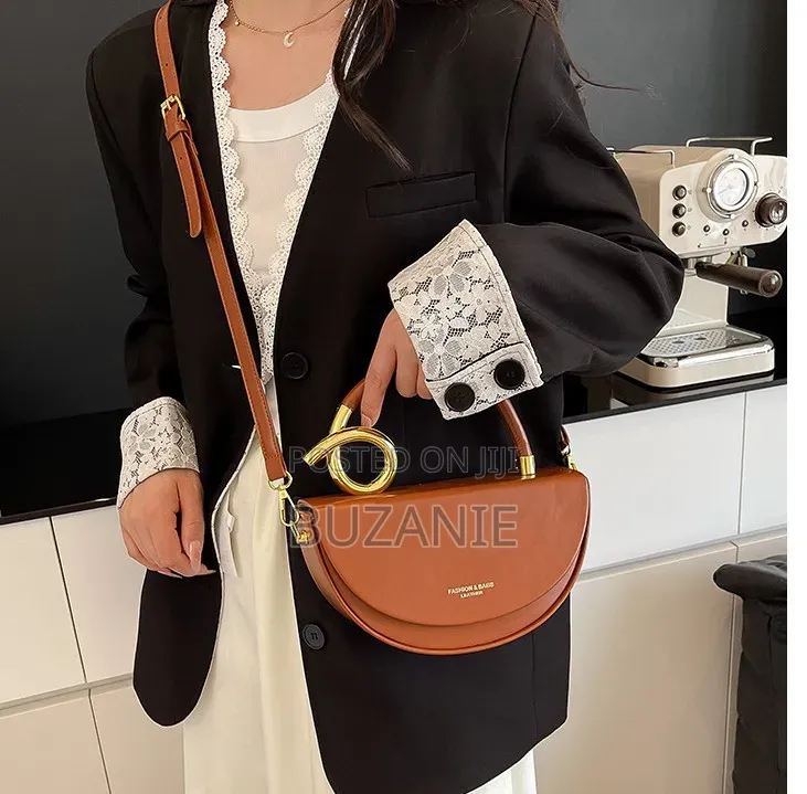 Half-Moon Luxury Handbag – Bold Red Gold Luxe