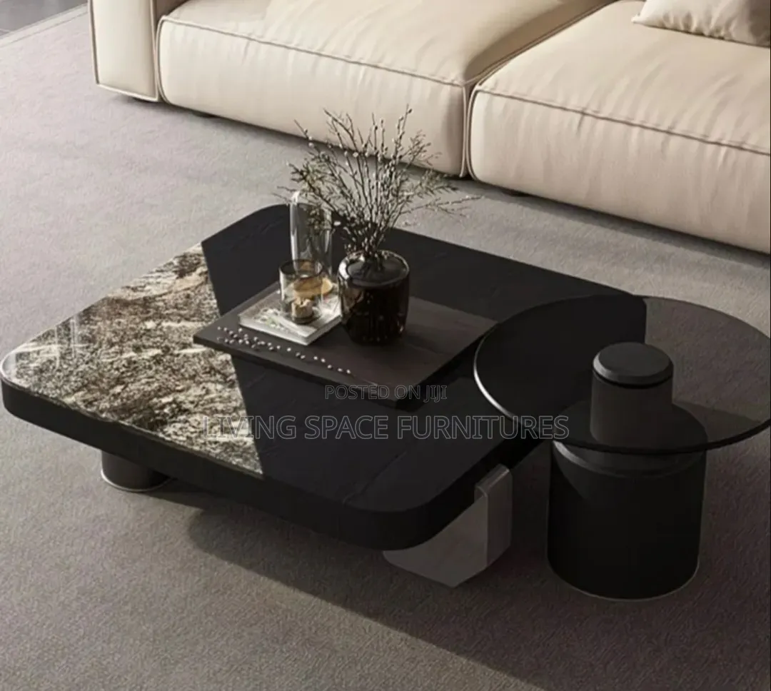 Executive Wood/Marble Top Center Table Set