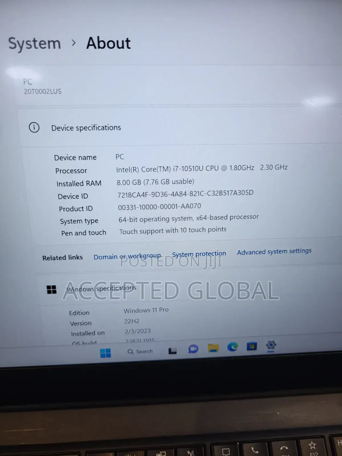 Laptop Lenovo ThinkPad T14 G1 8GB Intel Core i7 SSD 256GB