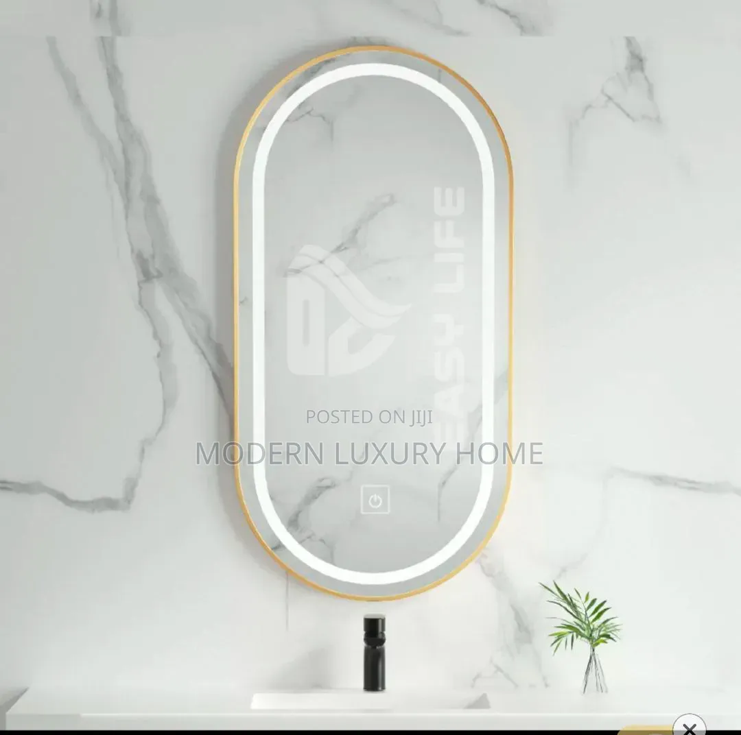 Led Mirror With Gold Frame