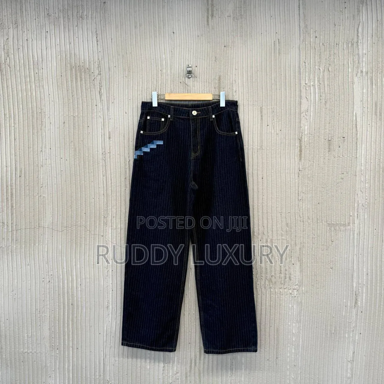 Stitch Stripe — Dark Pinstripe Jeans