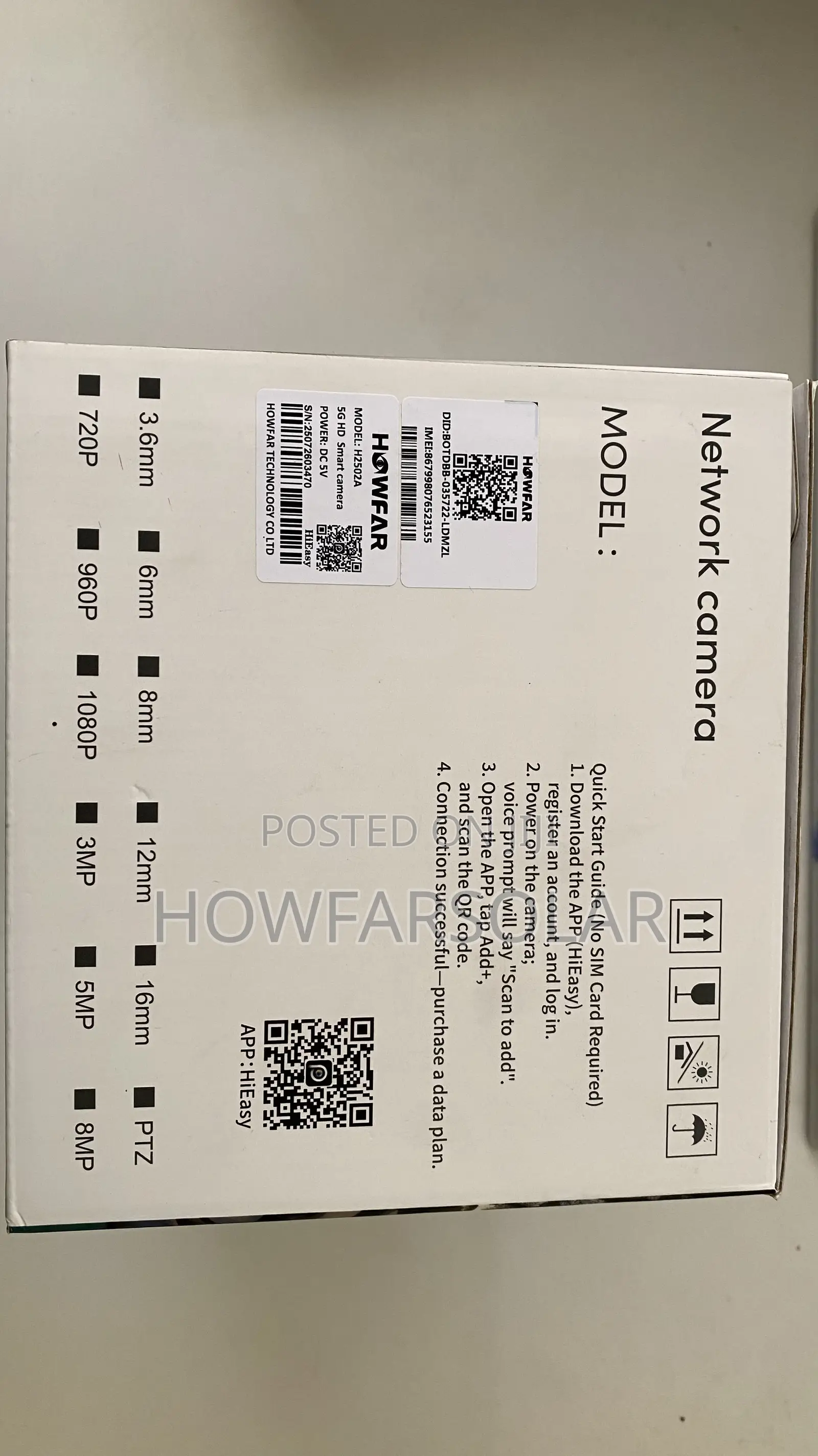 Aov Howfar Dual Lens Camera H2502, Solar Powered With a Free Sim Card