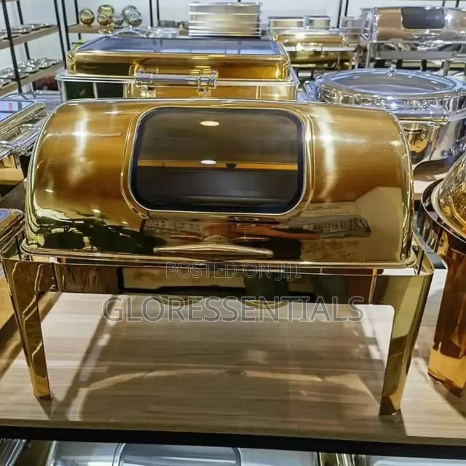 Quality Square Gold Roll Top Chaffing Dish