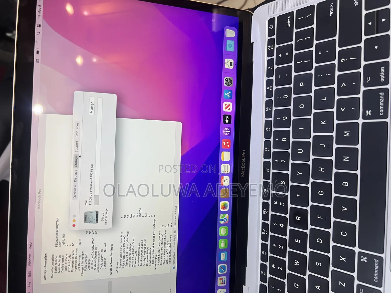 Laptop Apple MacBook Pro 2016 8GB Intel Core i5 SSD 256GB