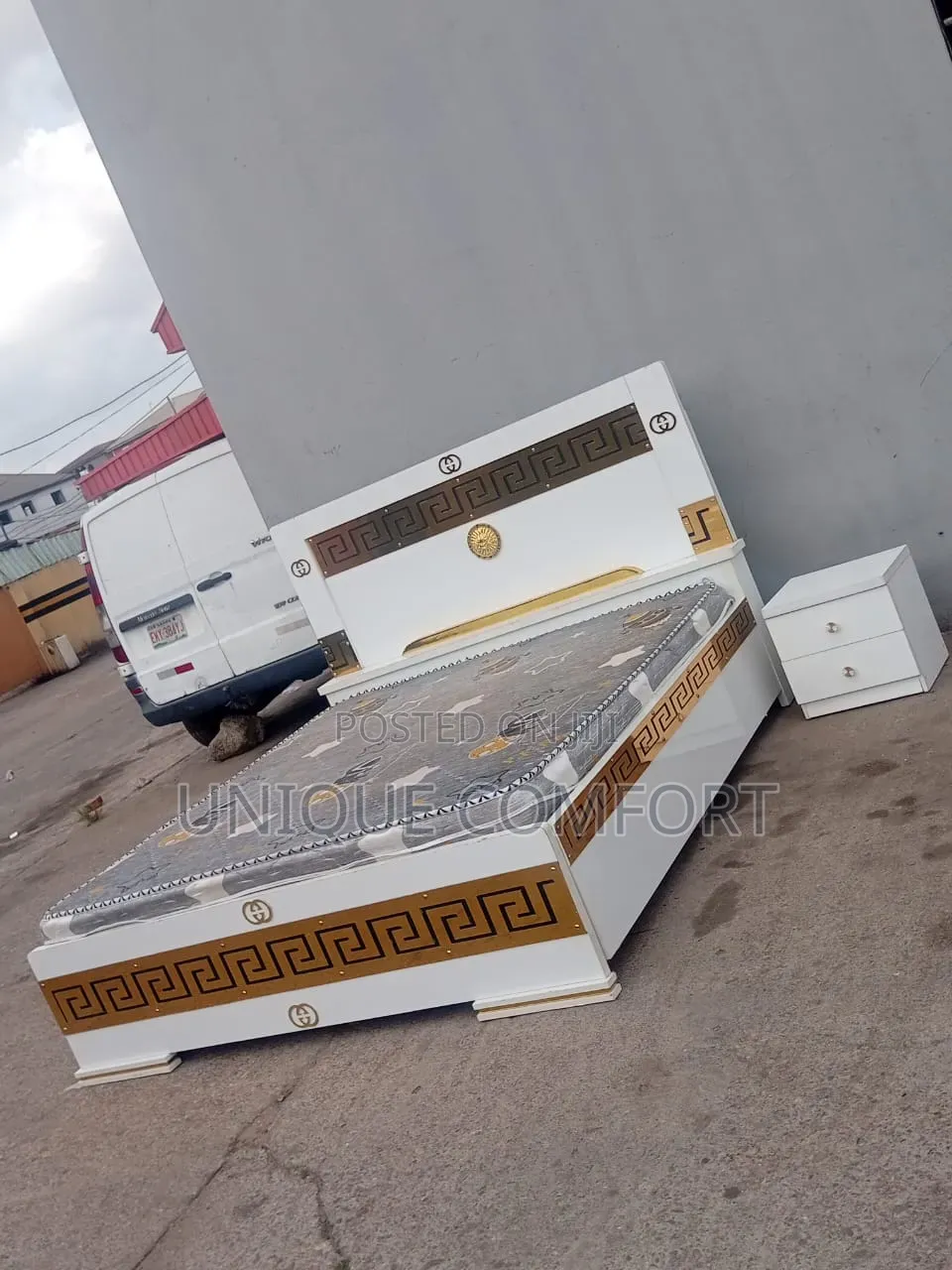 Brand New 6 by 6 Versace Design Bedframe With Mattress and Drawer
