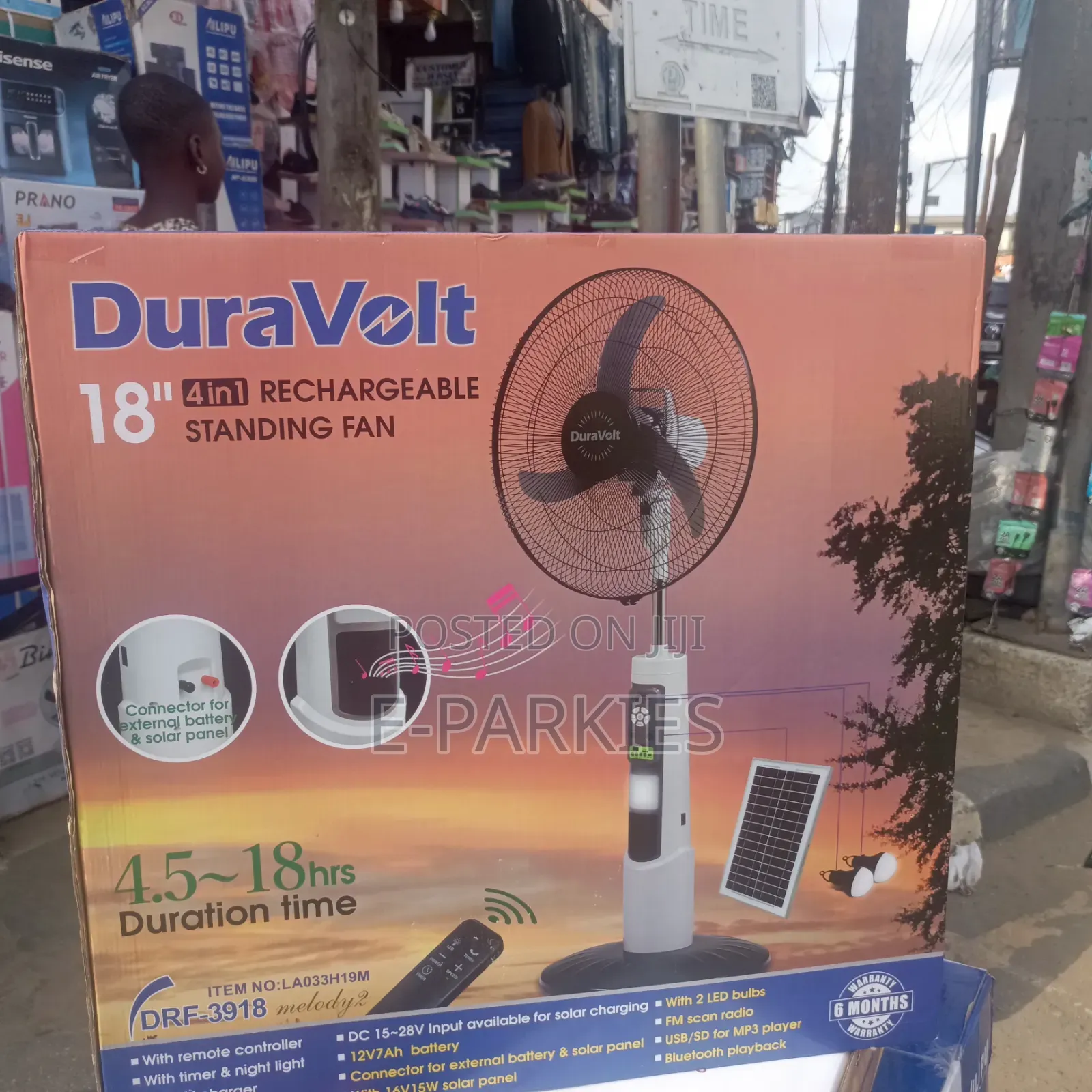Duravolt 4 in 1 Solar Rechargeable Fan 18"