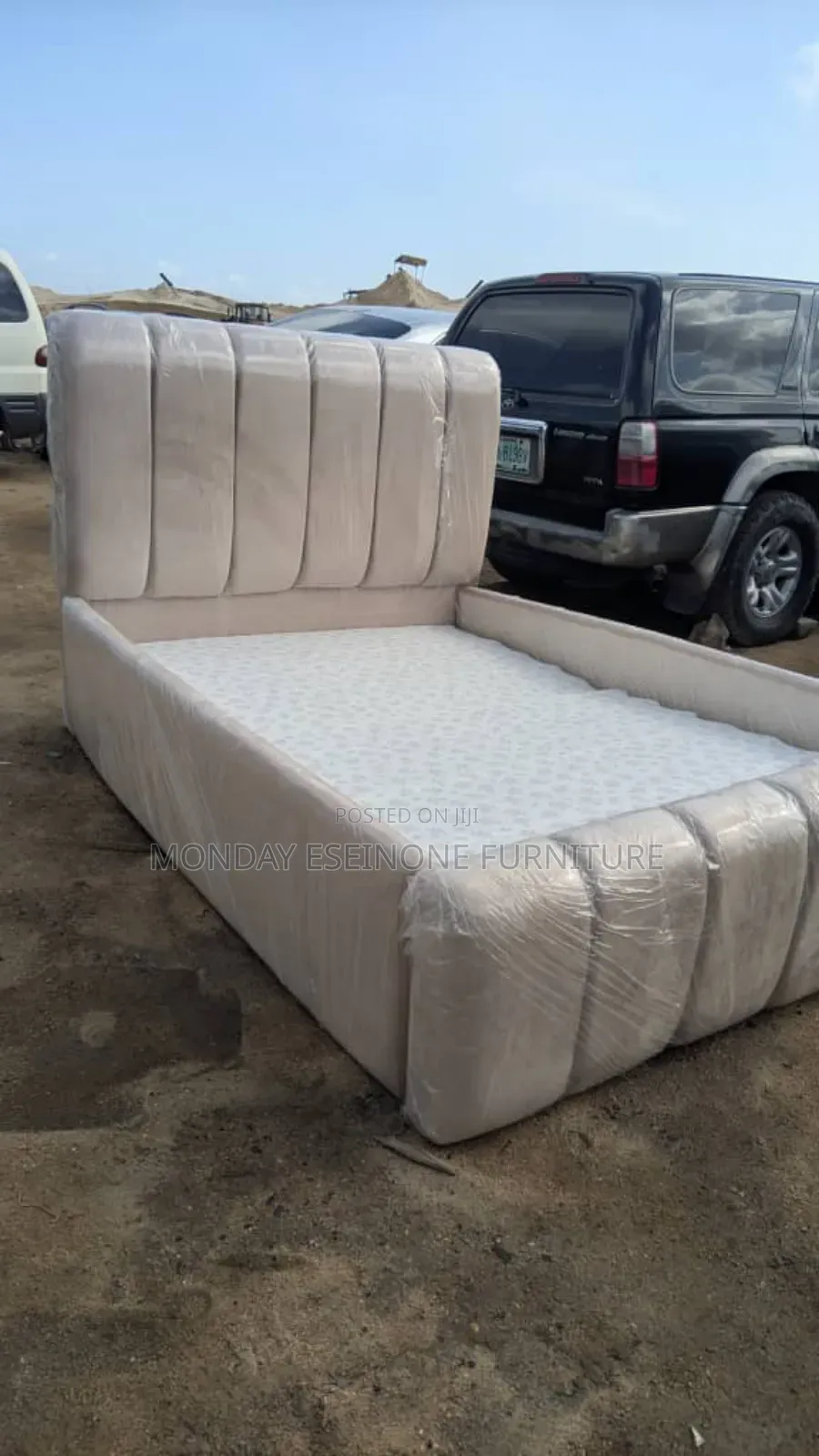 Luxury 4.5 X 6 Upholstered Bed Frame – Modern Padded Design (Ajah)