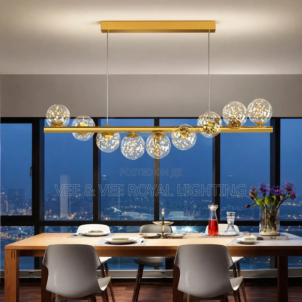 Luxury 9-Light Glass Chandelier - For Dining, Kitchen, Restaurants