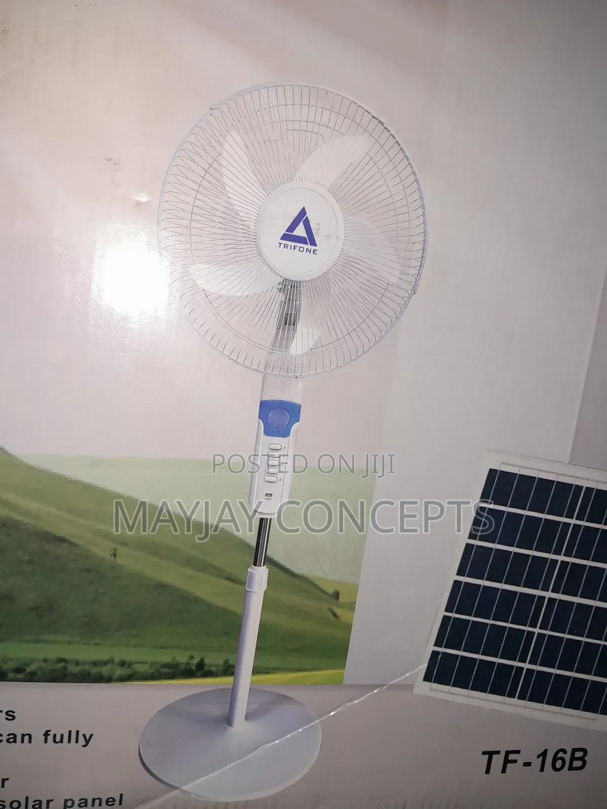 Trifone Tf-16b Solar Fan | 16” Rechargeable + Panel