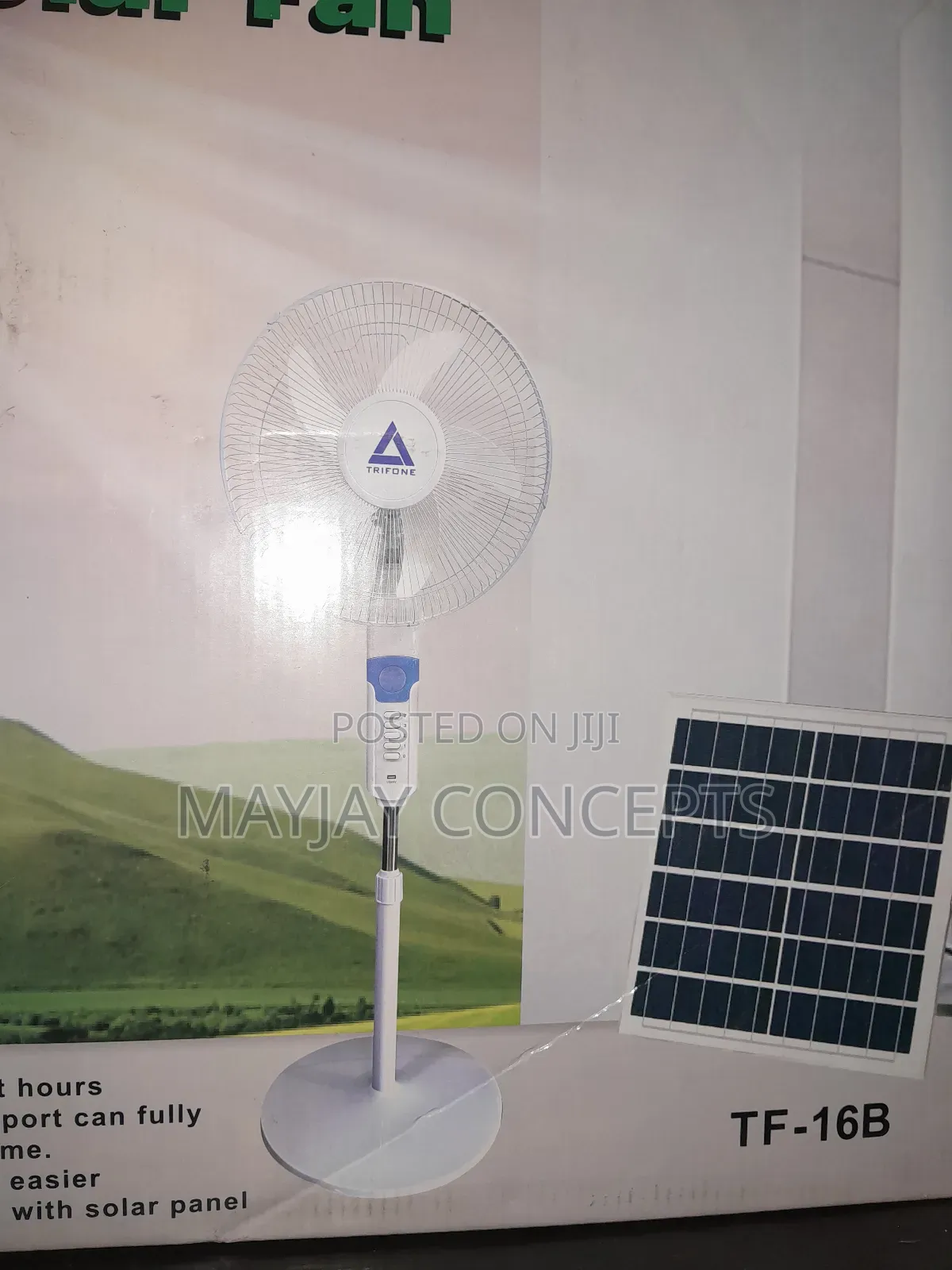 Trifone Tf-16b Solar Fan | 16” Rechargeable + Panel