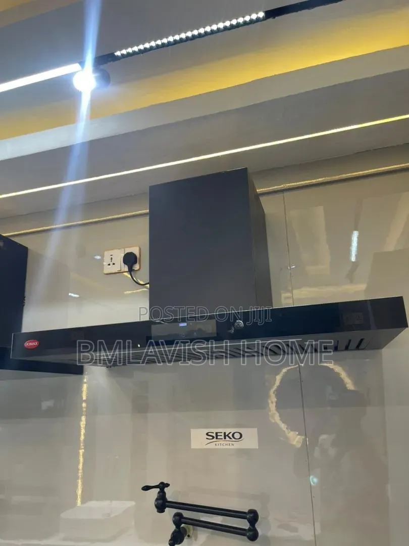 Black T-Shape Wall-Mounted Kitchen Extractor Hood.
