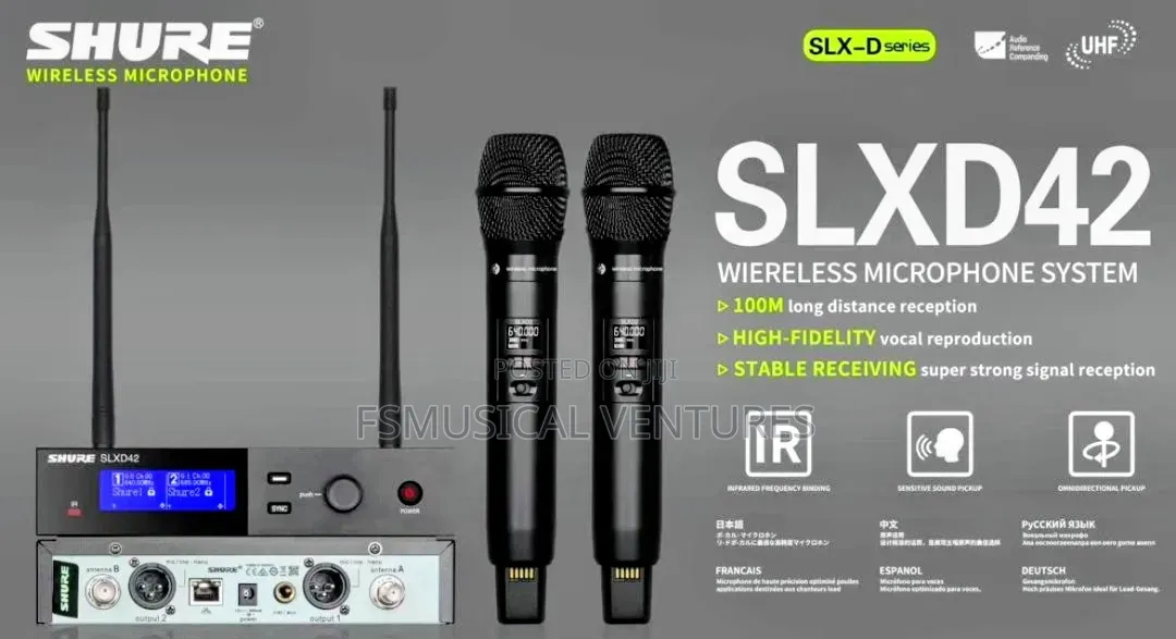 Shure Slxd42/ Slxd2 Double Handheld Microphone System True Diversity