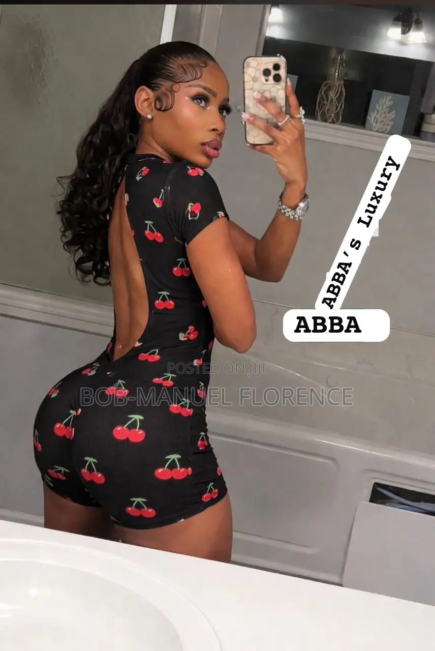 Sexy Shein Cherry Print Lettuce Trim Romper