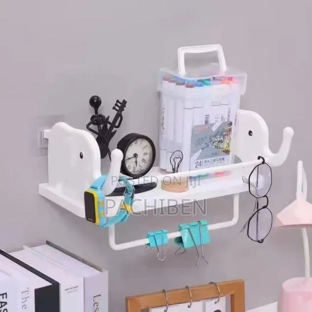 Elephant Wall Storage Shelf With Towel Bar