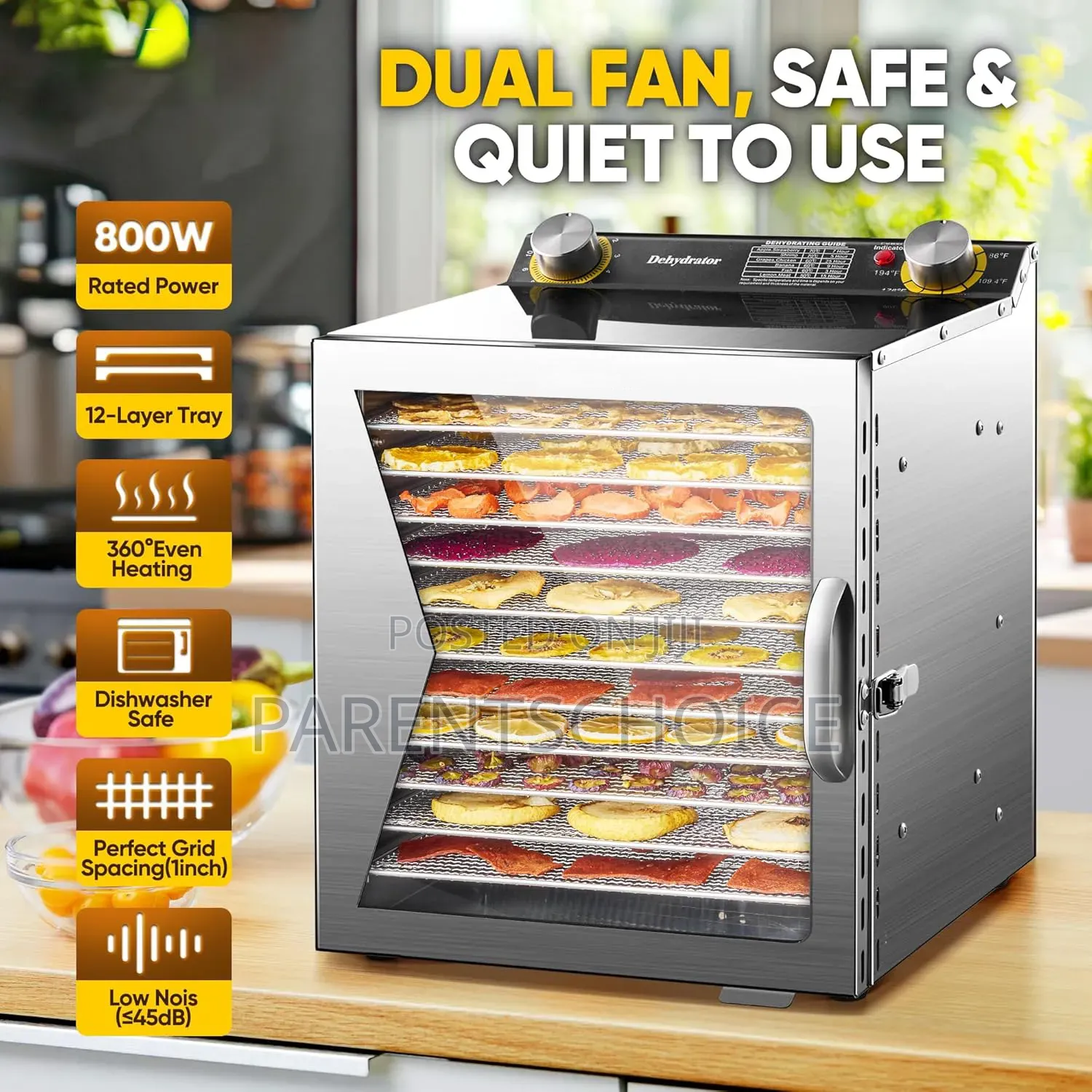 Commercial Home Stainless Steel 12-Tray Food Dehydrator