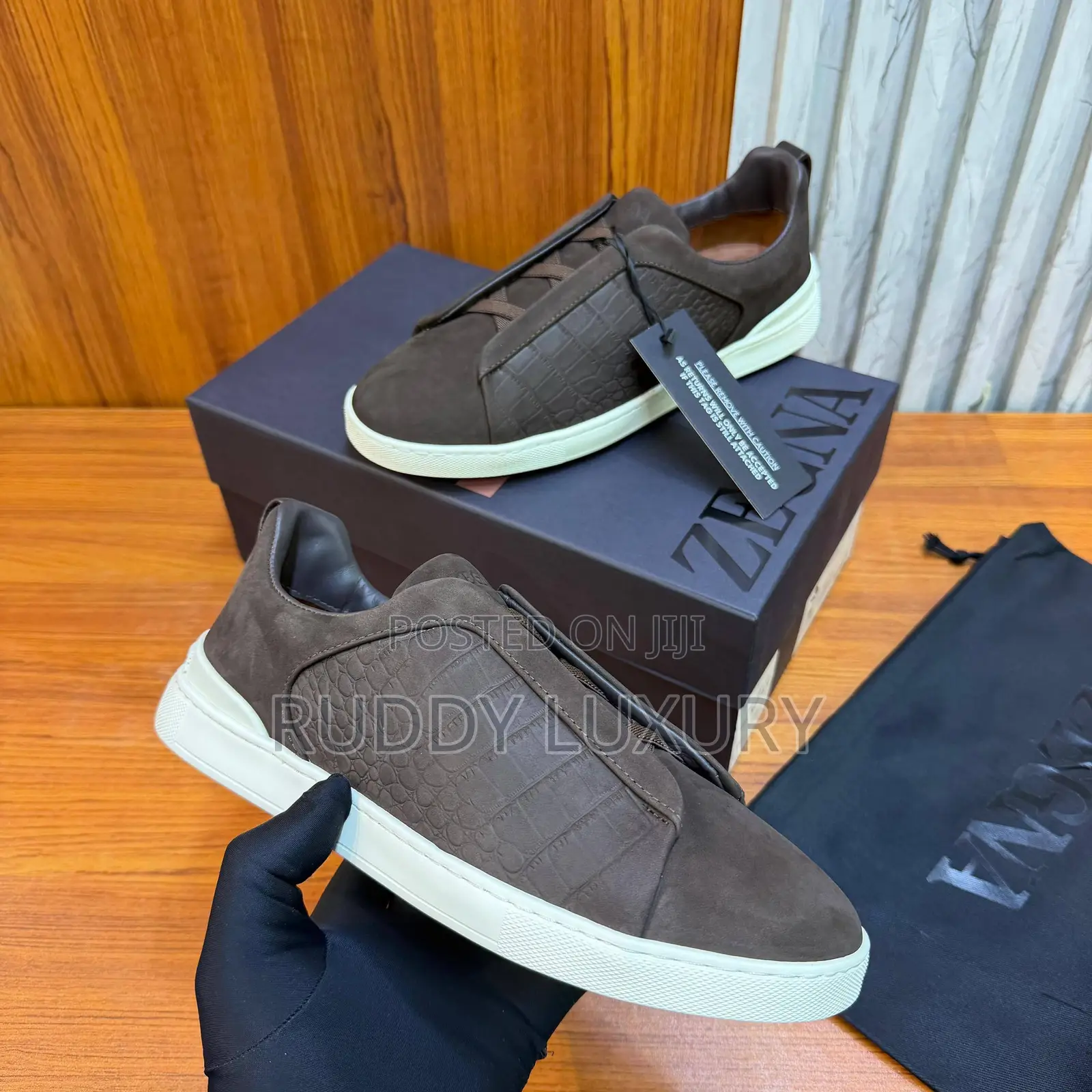 Zegna Dust Triple Stitchtm Sneakers. /Buy One, Get a Free Sock