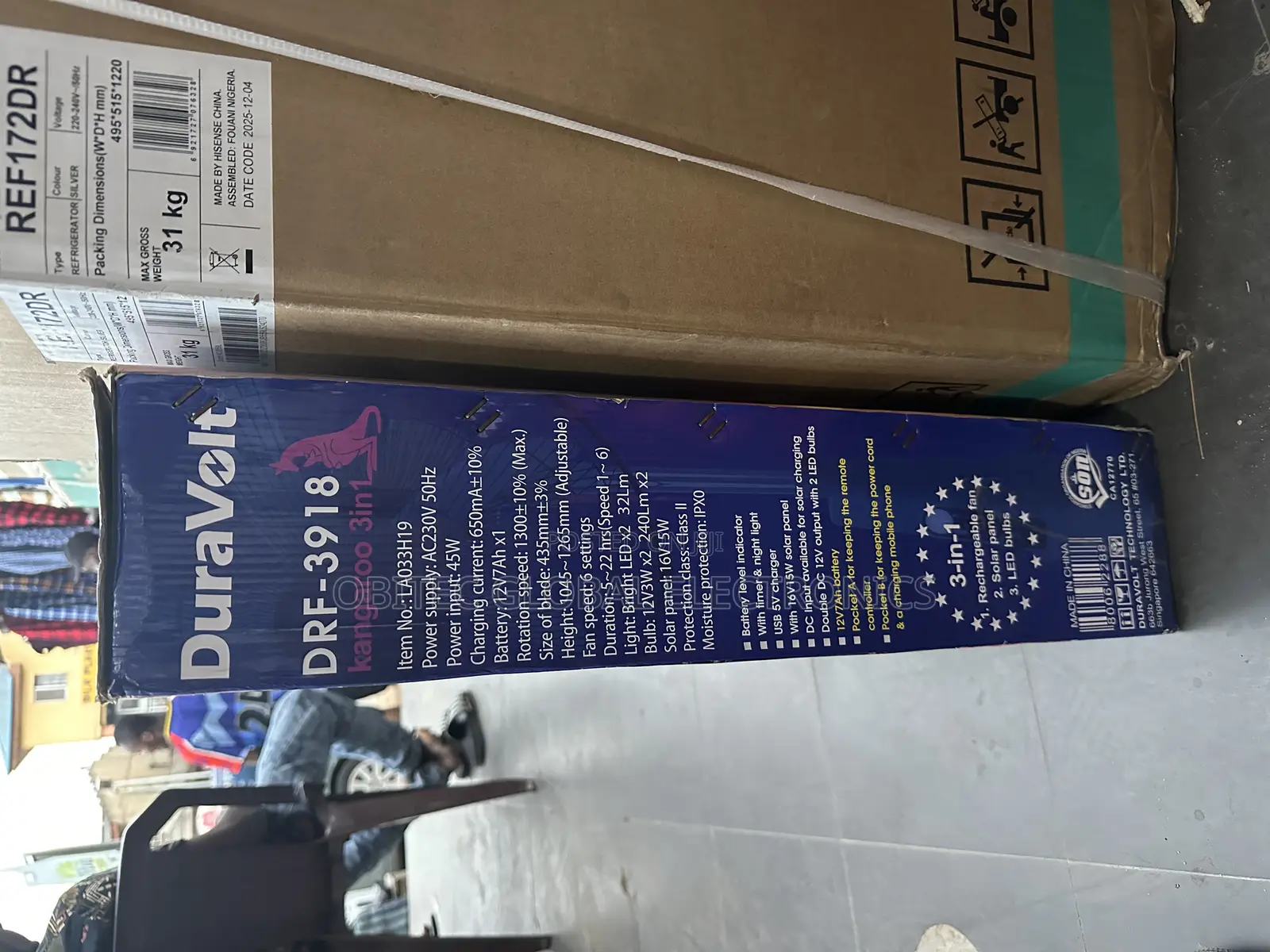 Duravolt Recheable Fan 18” With Panel Nd Bulb