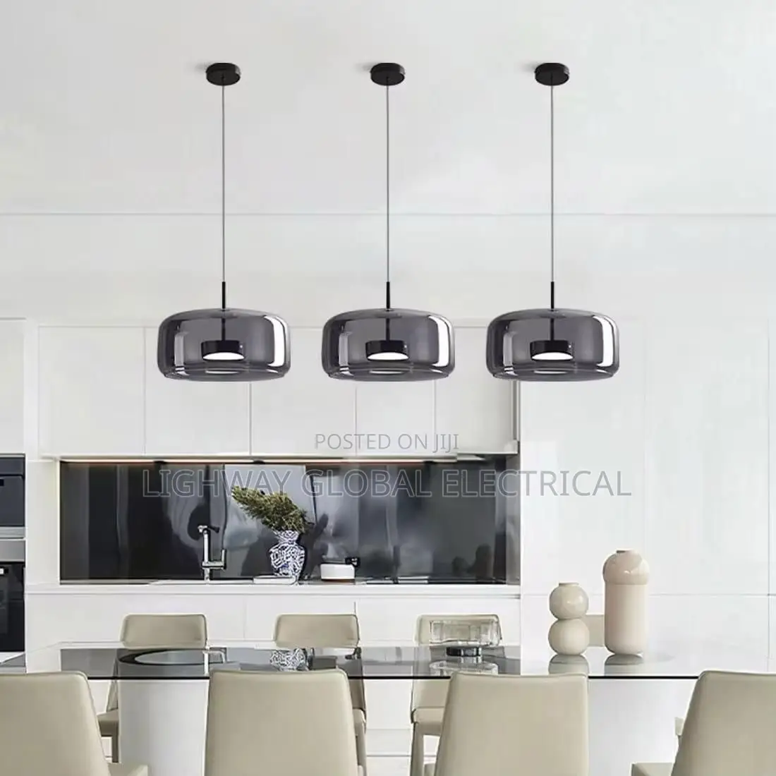 Single Led Smoky Glass Pendant Light