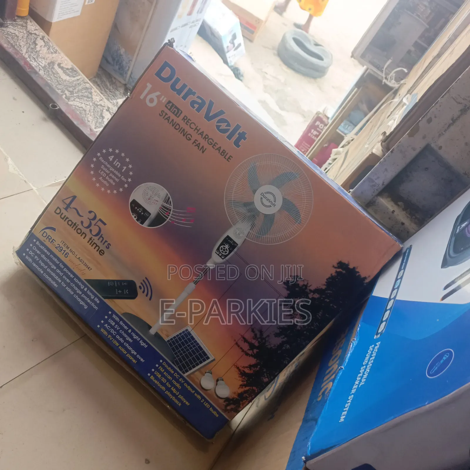 Duravolt Rechargeable Solar Fan With Sola