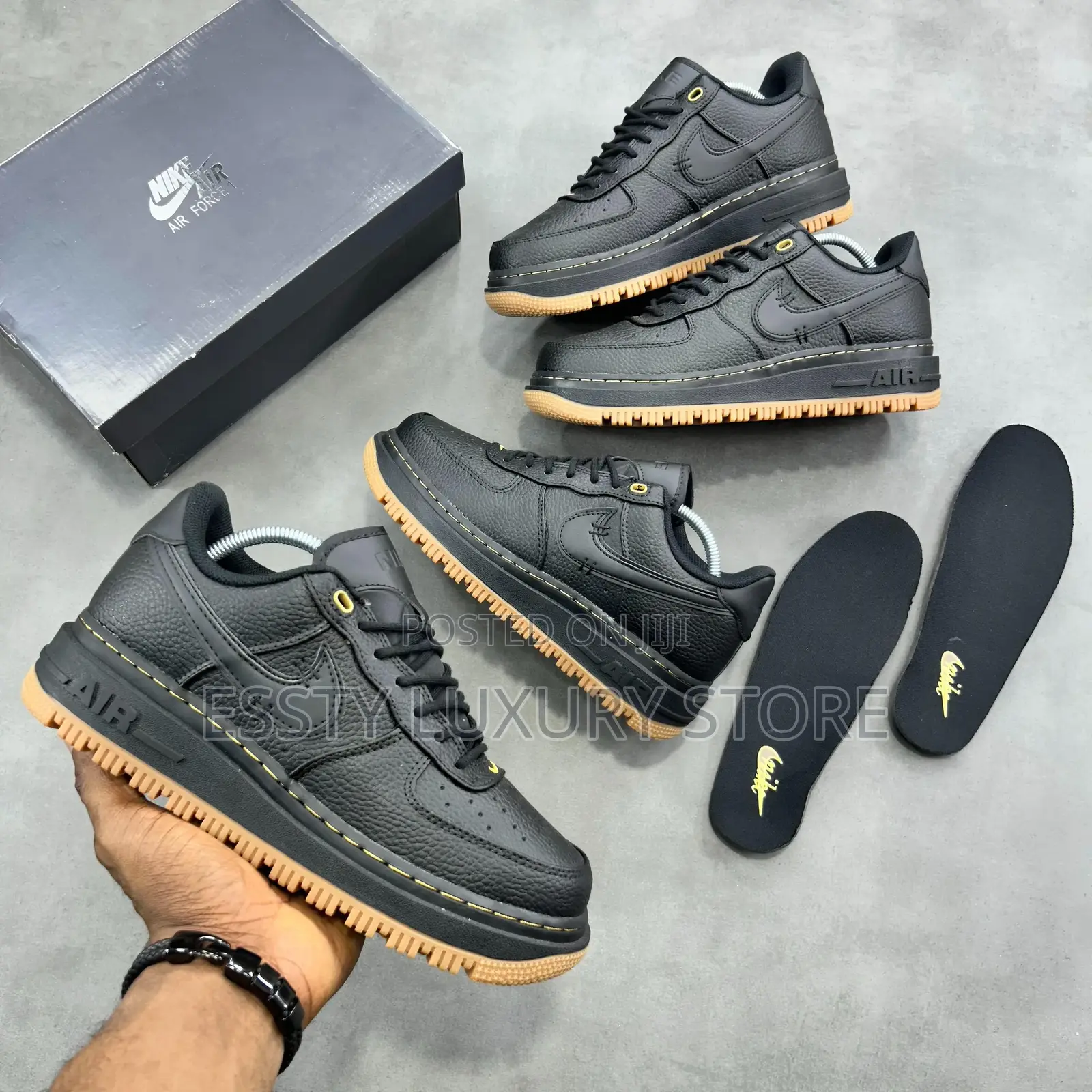 New Nike Air Force 1 Luxe ‘Black - Gum Sole’ ” Snks”