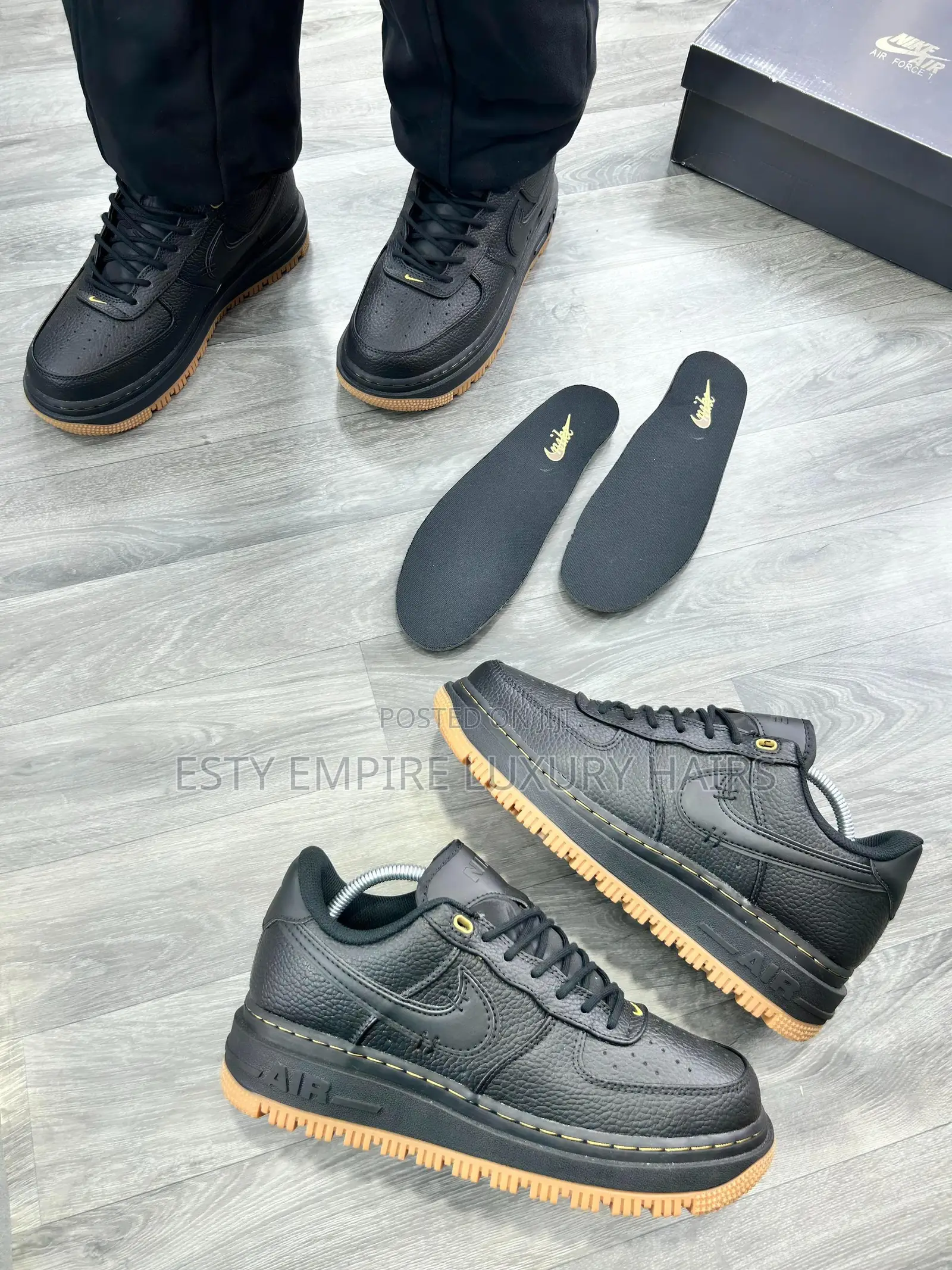 New Nike Air Force 1 Luxe ‘Black - Gum Sole’ ” Snks”