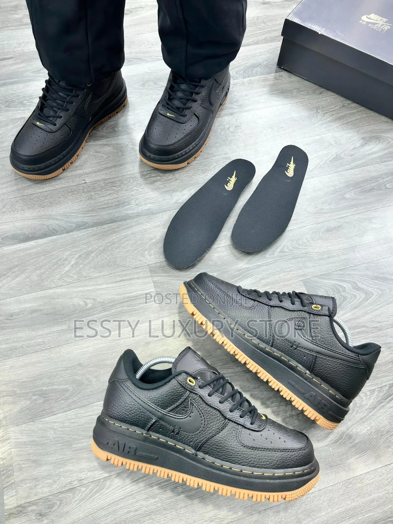 New Nike Air Force 1 Luxe ‘Black - Gum Sole’ ” Snks”