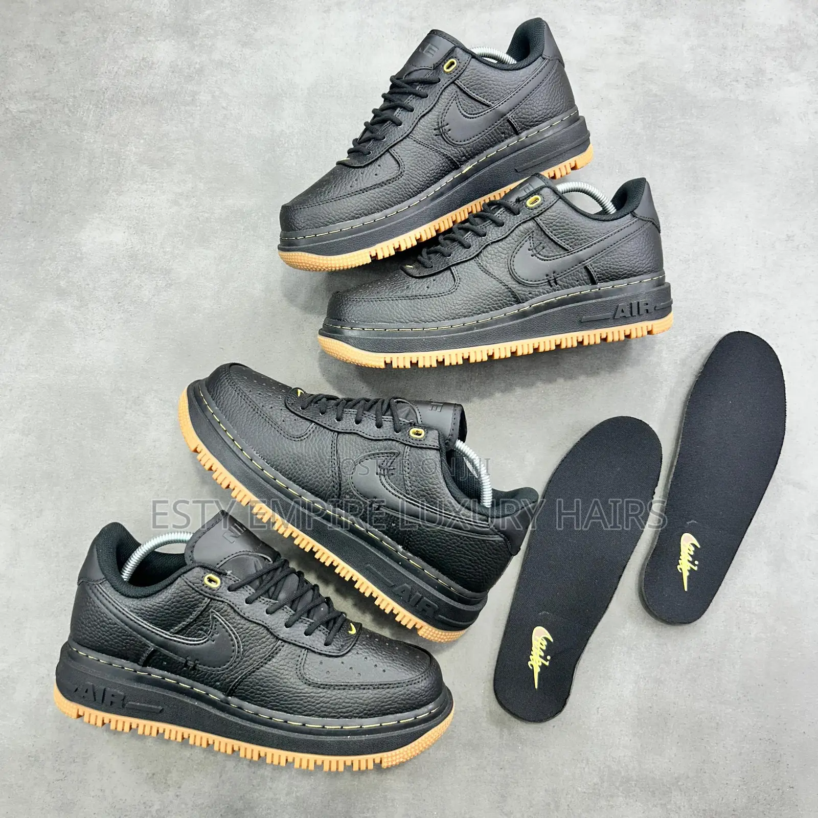 New Nike Air Force 1 Luxe ‘Black - Gum Sole’ ” Snks”