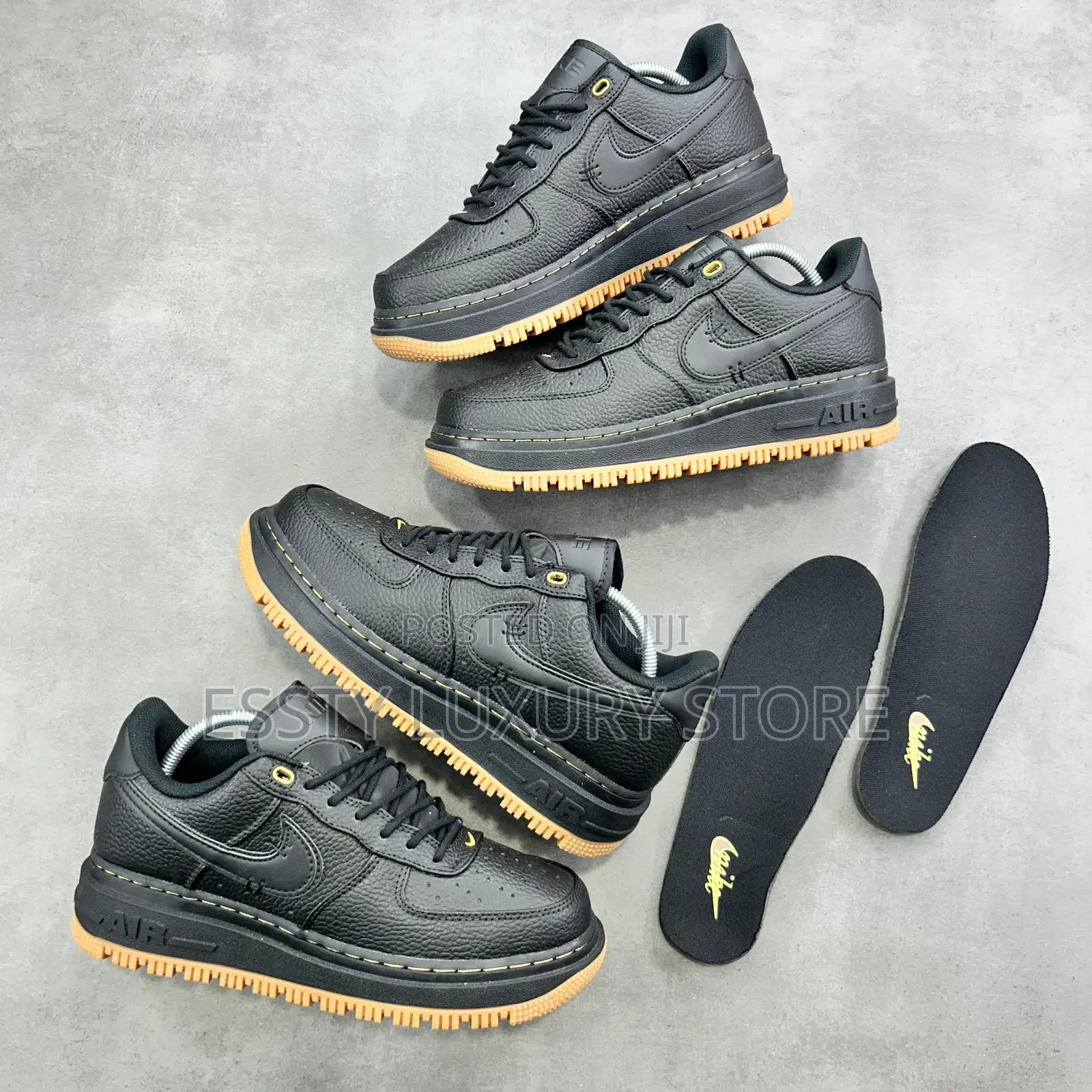 New Nike Air Force 1 Luxe ‘Black - Gum Sole’ ” Snks”