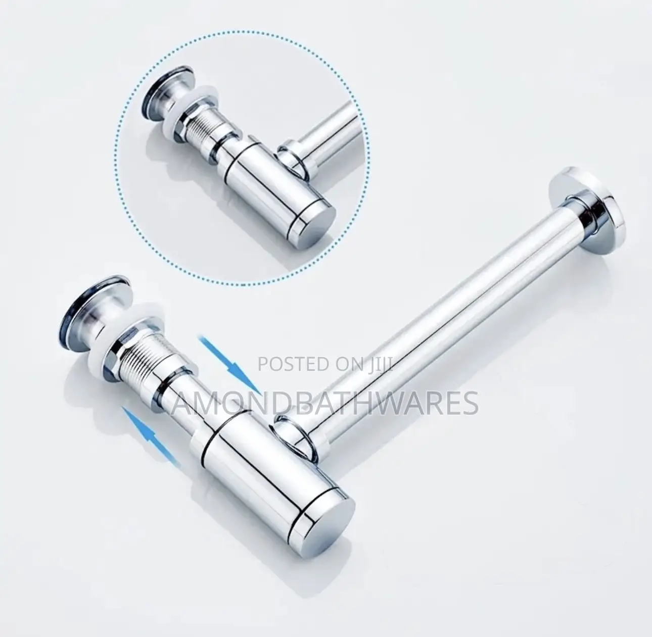 Chrome Round Bottle Trap With Pop Up Waist
