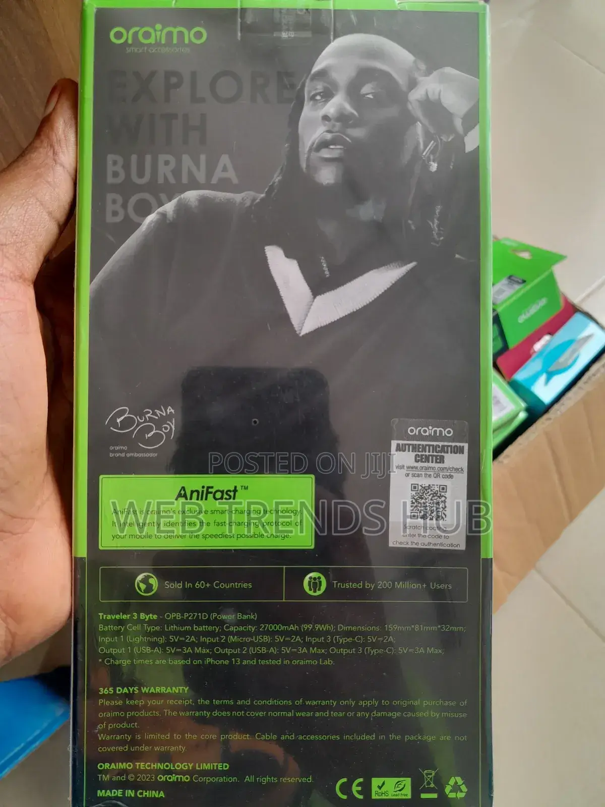 Brand New Oraimo 27,000mah Traveler 3 Byte Powerbank - Opb-P271d