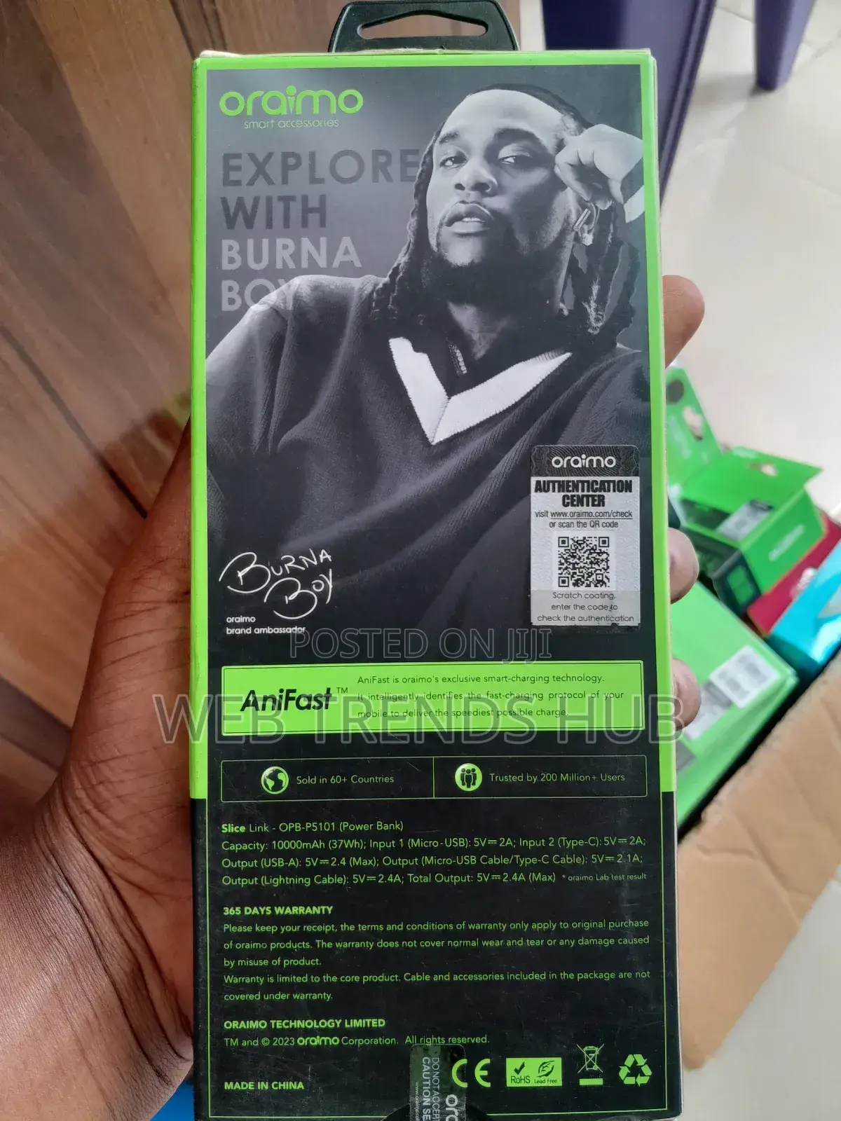 Oraimo 10,000mah Slice Link Powerbank (Opb-P5101) With Built-in Cables