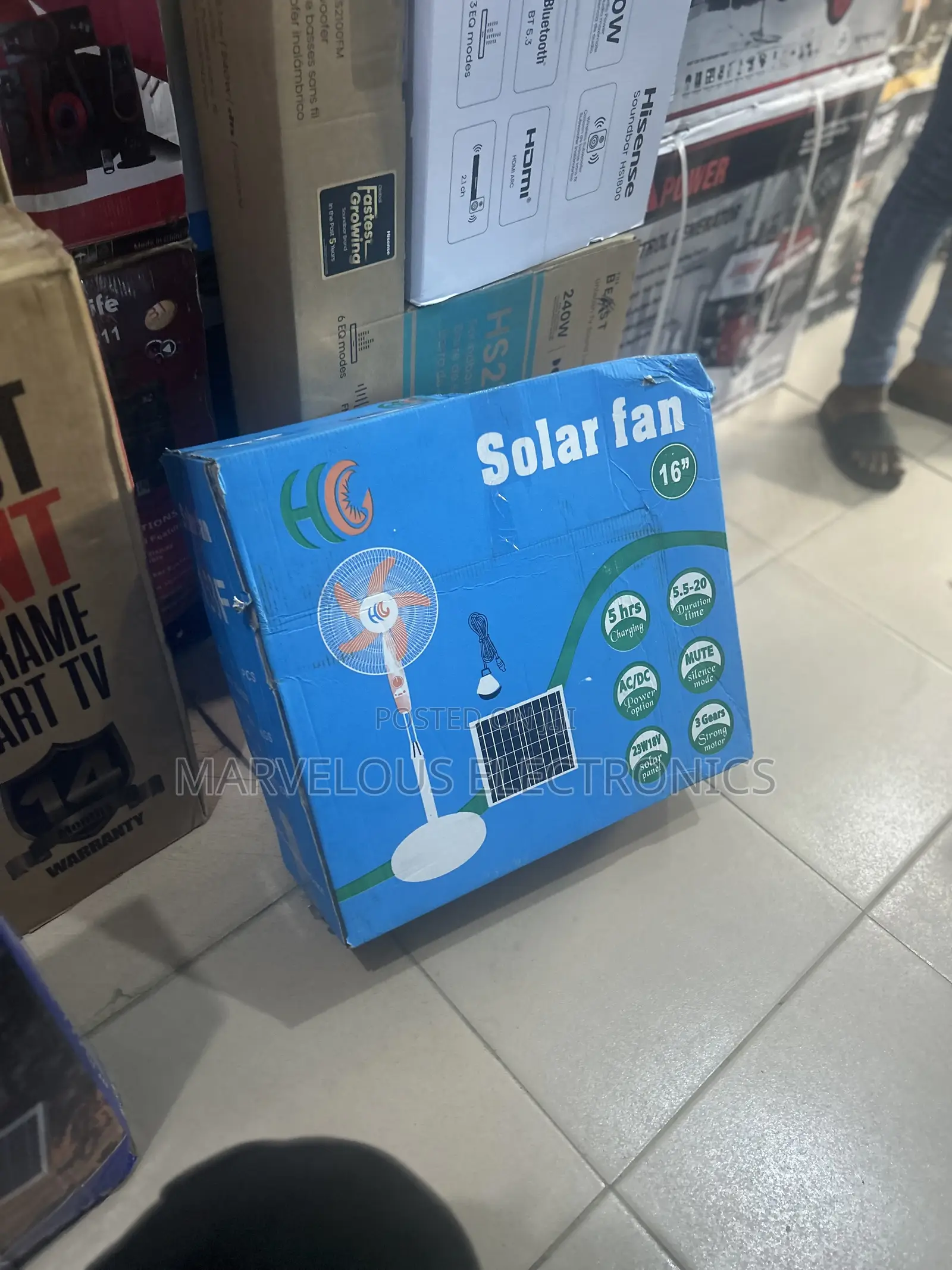 Brand New Hc Solar Rechargeable Standing Fan With Full Panel and Bob