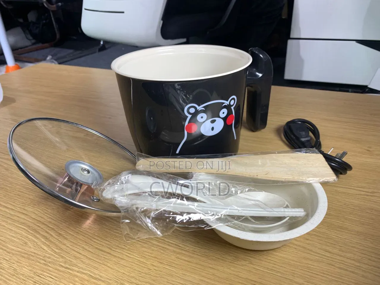 Kumamon Black Mini Electric Cooking Pot With Utensil Set