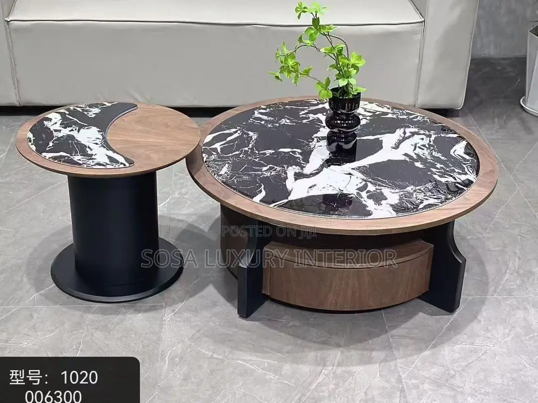 Premium Grey and Black Marble Centre Table