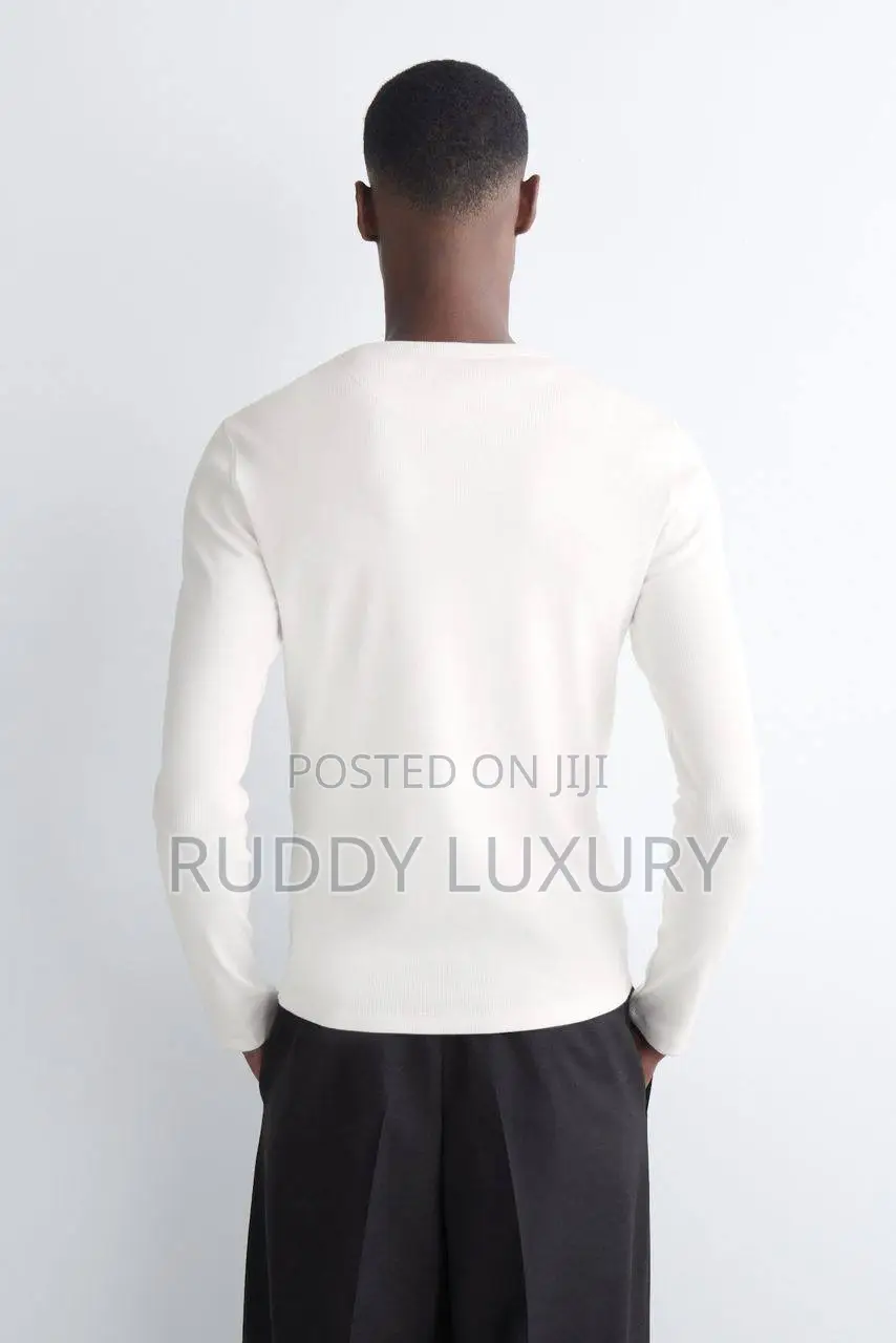 Cos Slim Ribbed Cotton Long-Sleeved Henley T-Shirt