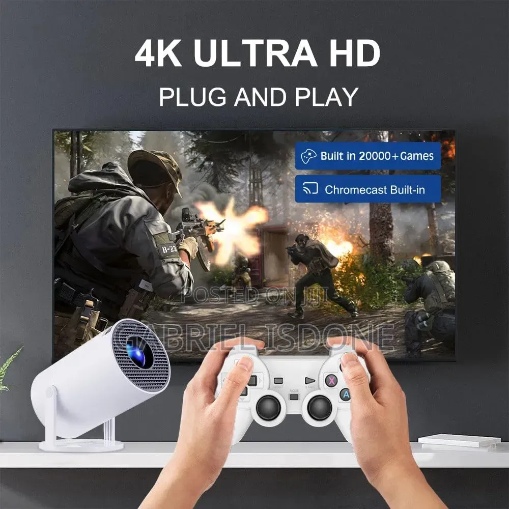Smart Projector, Outdoor Home Video Game Projector 8500 Lumens, 3d