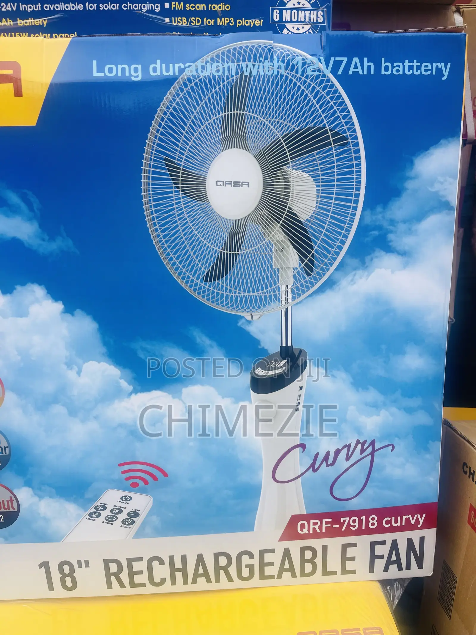 Qasa 18”Rechargeable Fan Curvy Design