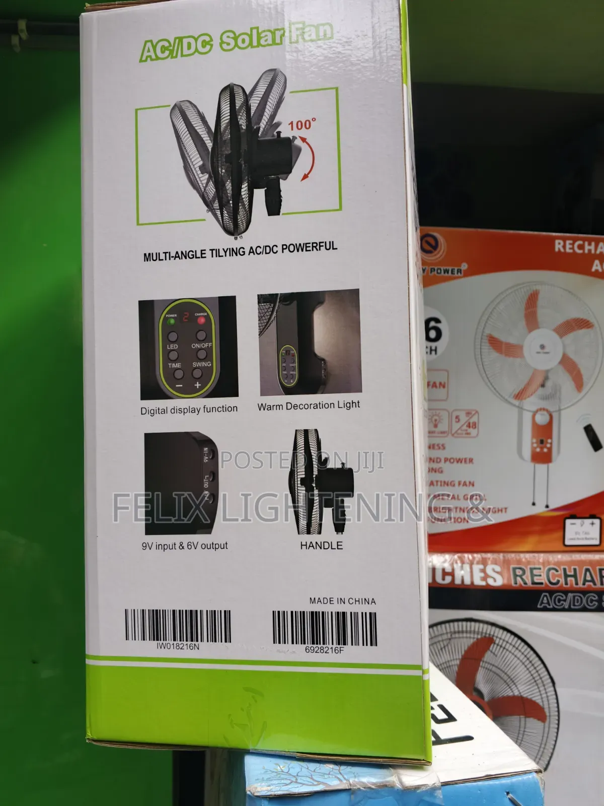Solar and Rechargeable Wall Fan